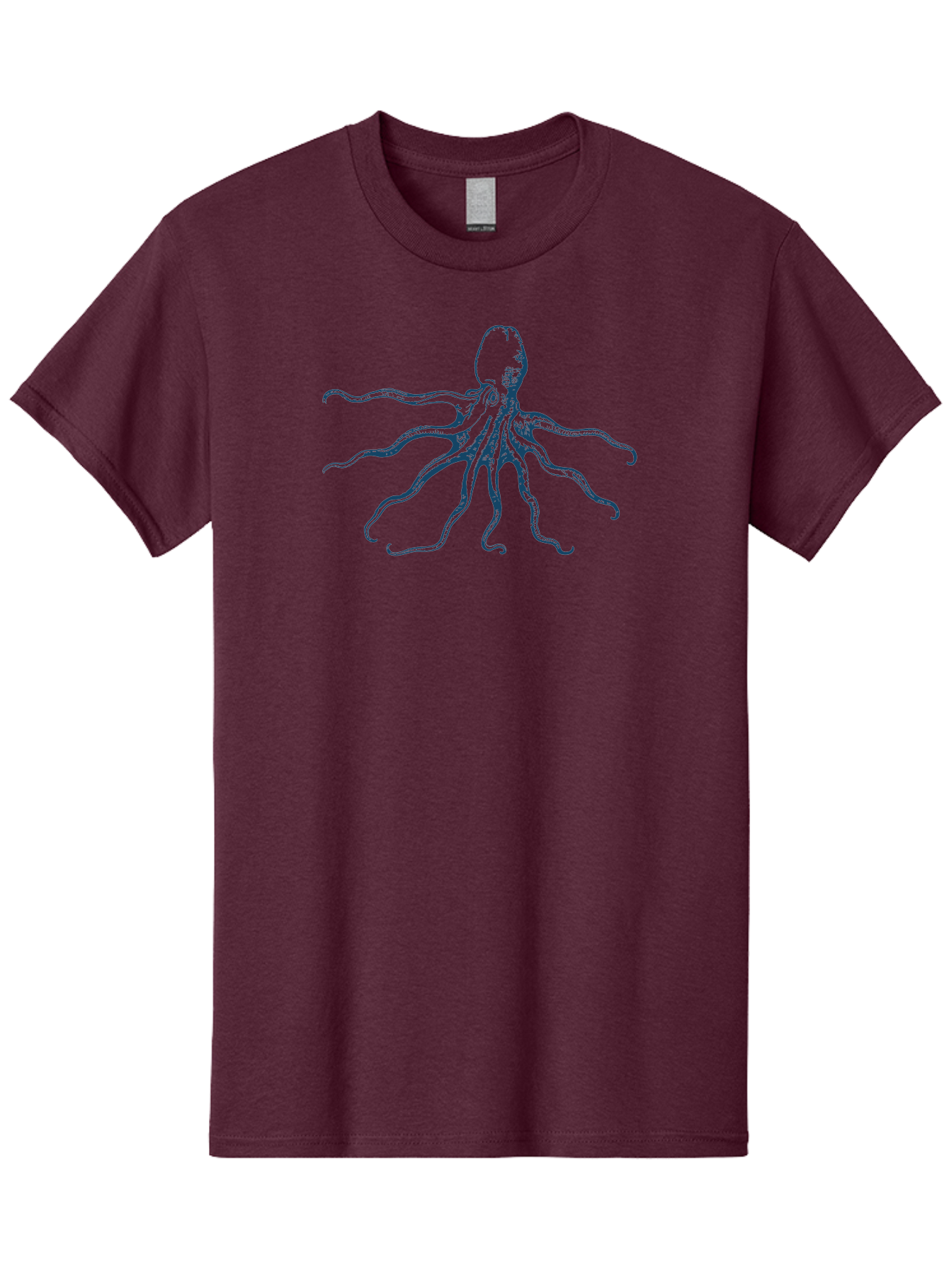 Sea Octopus Men'S Graphic Tee, 100% Cotton, Comfortable Casual Summer Wear, Machine Washable, Octopus, Eight Legs, Marine Life, Underwater Creature, Cephalopod, Ocean Animal, Tentacles, Wildlife, Sea Creature, Blue Illustration Aae631 19