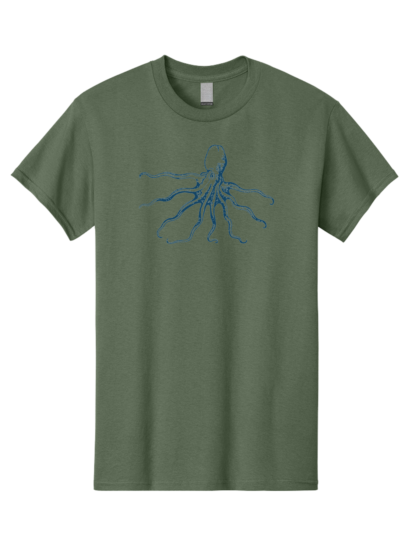 Sea Octopus Men'S Graphic Tee, 100% Cotton, Comfortable Casual Summer Wear, Machine Washable, Octopus, Eight Legs, Marine Life, Underwater Creature, Cephalopod, Ocean Animal, Tentacles, Wildlife, Sea Creature, Blue Illustration Aae631 13