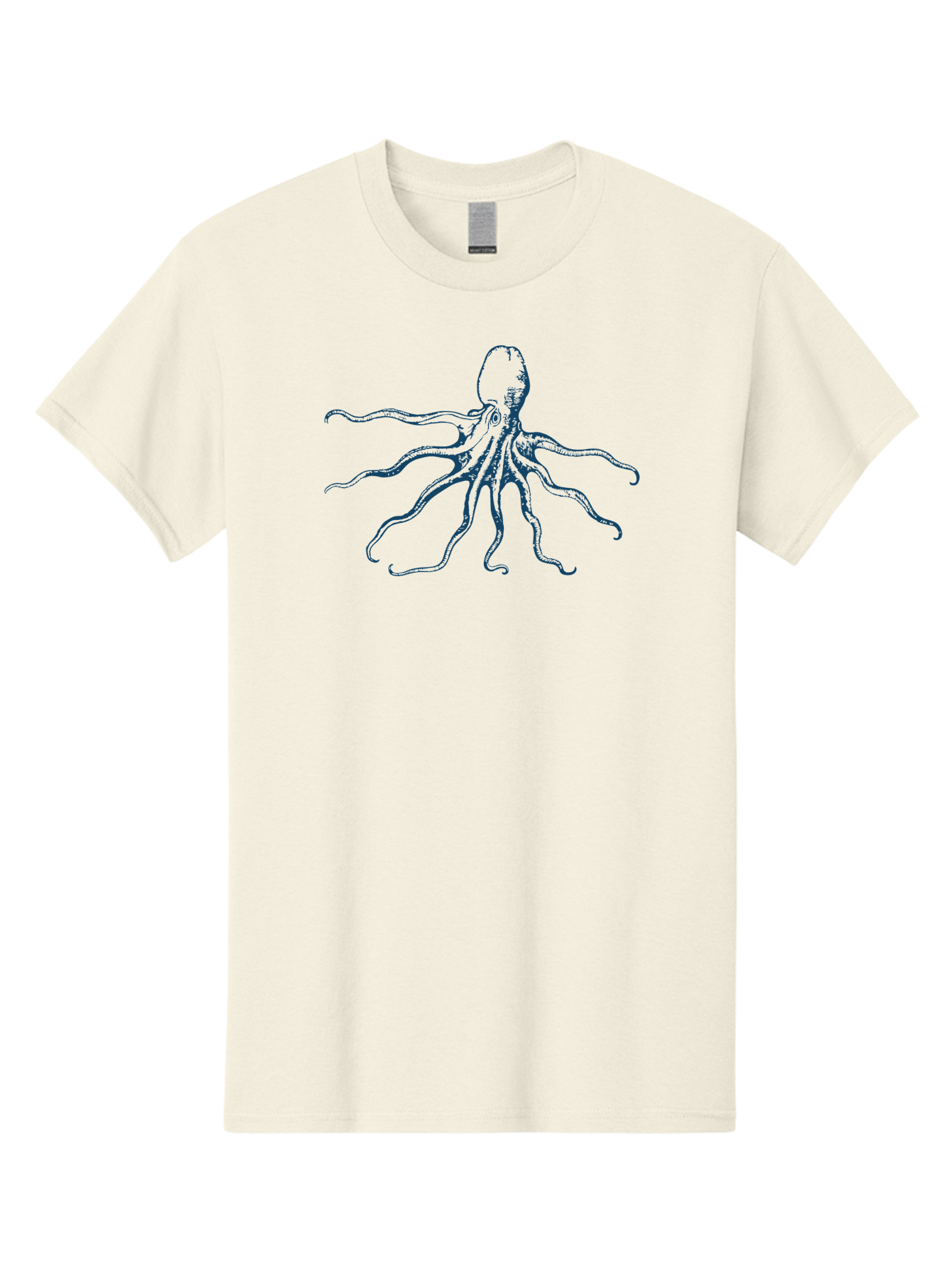 Sea Octopus Men'S Graphic Tee, 100% Cotton, Comfortable Casual Summer Wear, Machine Washable, Octopus, Eight Legs, Marine Life, Underwater Creature, Cephalopod, Ocean Animal, Tentacles, Wildlife, Sea Creature, Blue Illustration Aae631 27
