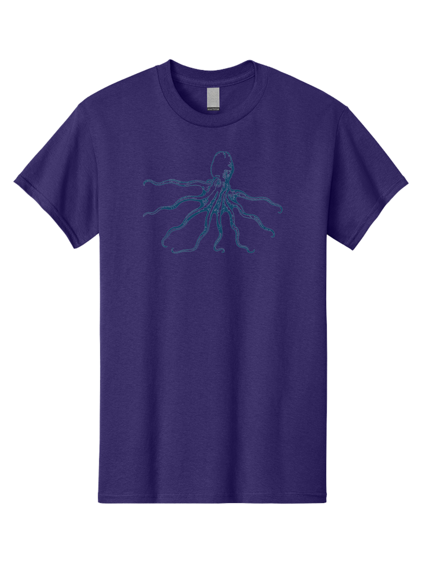 Sea Octopus Men'S Graphic Tee, 100% Cotton, Comfortable Casual Summer Wear, Machine Washable, Octopus, Eight Legs, Marine Life, Underwater Creature, Cephalopod, Ocean Animal, Tentacles, Wildlife, Sea Creature, Blue Illustration Aae631 5