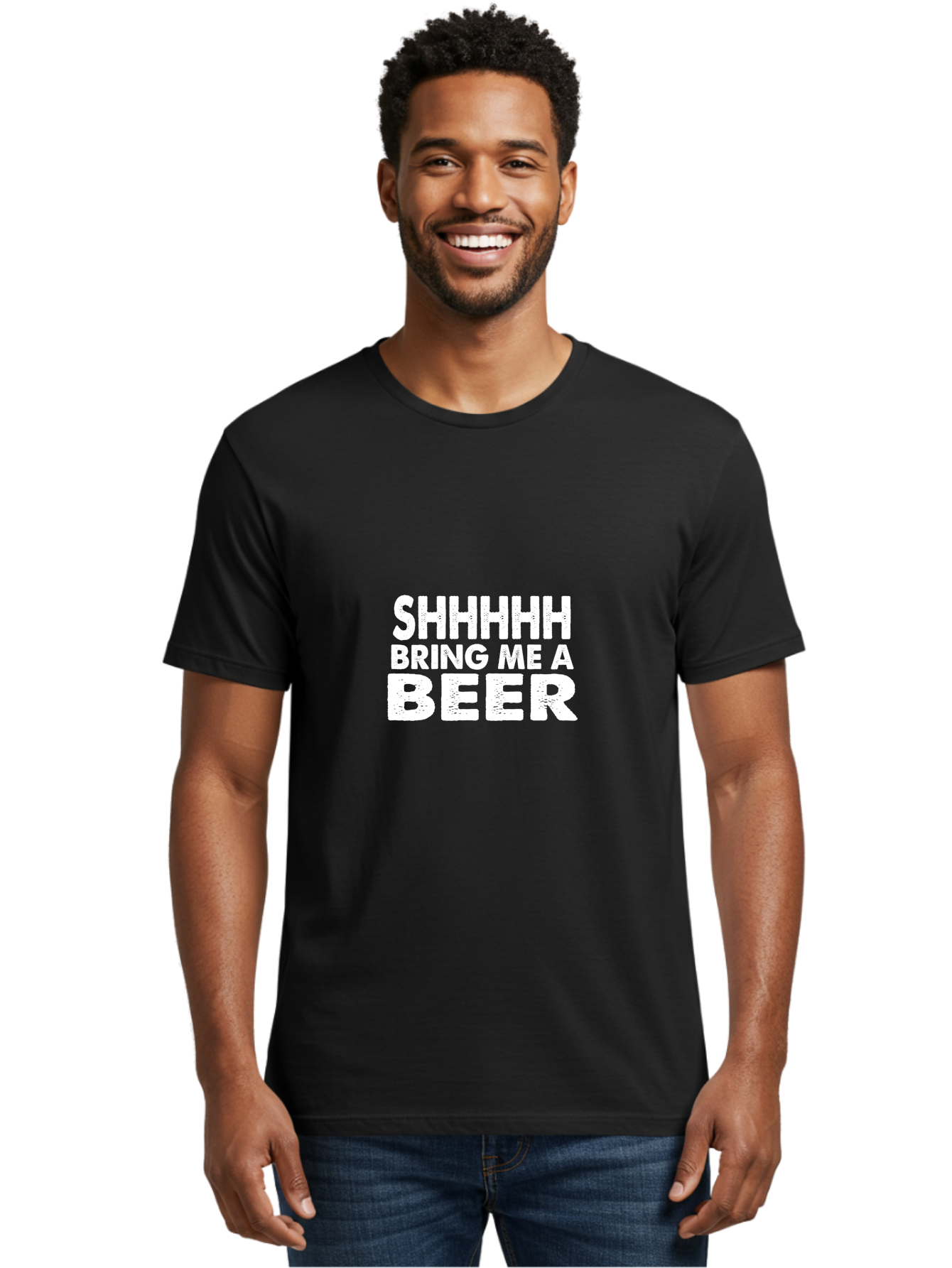 Shhhhh Bring Me A Beer Men'S Graphic Tee, 100% Cotton, Comfortable Casual Summer Wear, Machine Washable, Funny Quote, Beer Lover, Humor, Quiet Please, Beer Request, Fun Design, Modern Typography, Witty Phrase, Bold Text Aae635 8