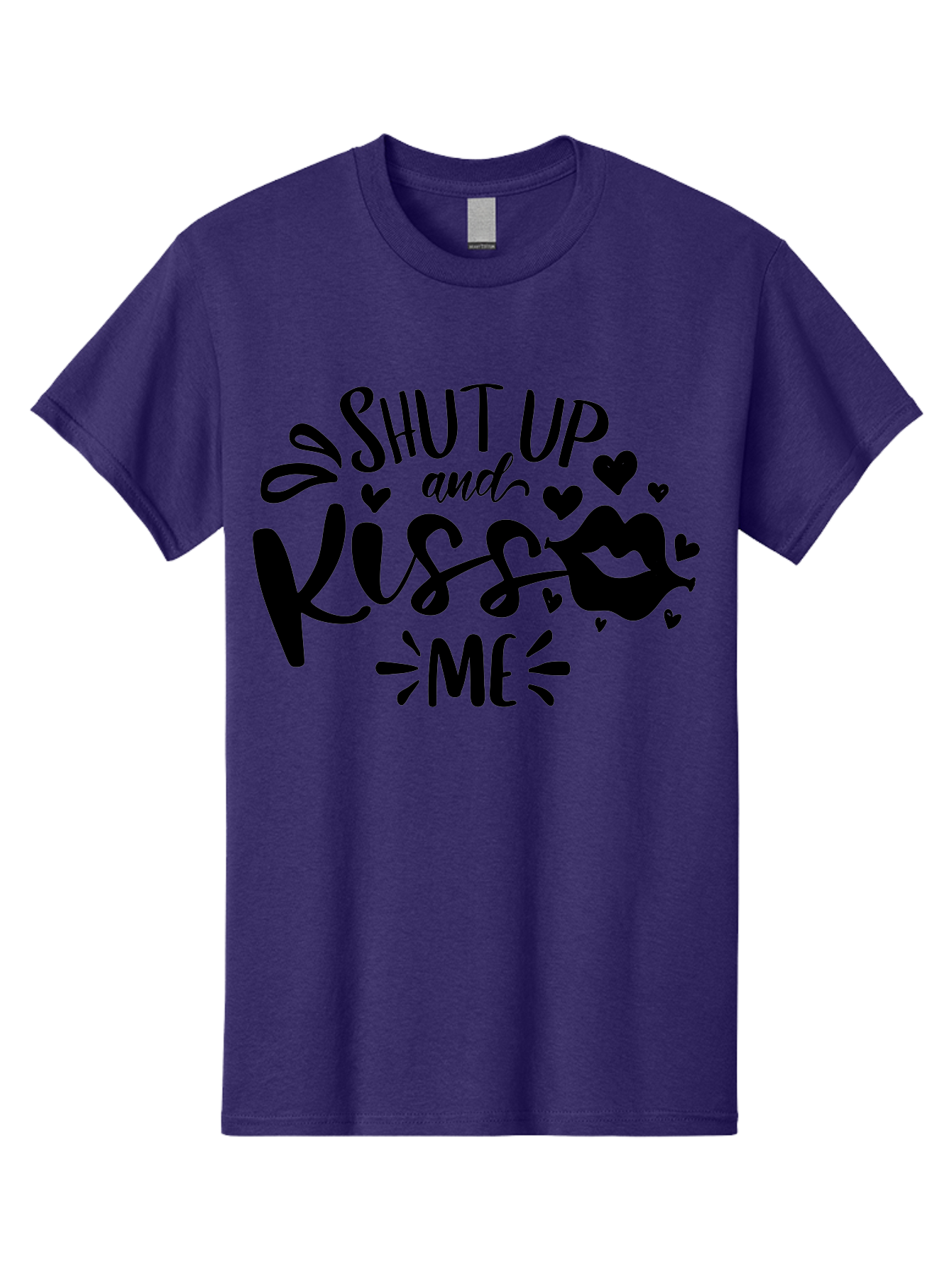 Shut Up And Kiss Me Men'S Graphic Tee, 100% Cotton, Comfortable Casual Summer Wear, Machine Washable, Love Quotes, Romantic Phrases, Kiss Me, Shut Up, Valentines Day Gifts, Couples Quotes, Heart Graphics, Lips Illustration, Sassy Phrases Aae638 7