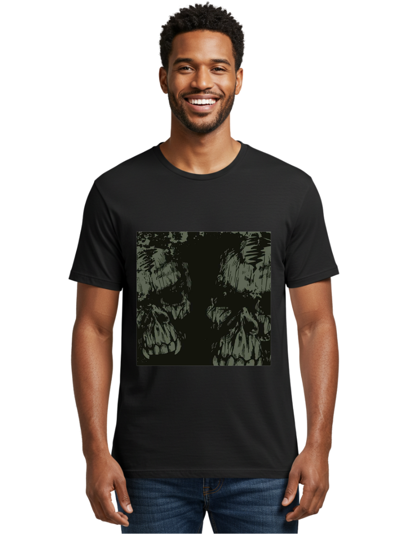 Silent Skulls Men'S Graphic Tee, 100% Cotton, Comfortable Casual Summer Wear, Machine Washable, Dark Fantasy, Skull Art, Gothic Style, Black And Grey, Creepy Atmosphere, Horror Theme, Death Symbol, Skull Design Aae645 16