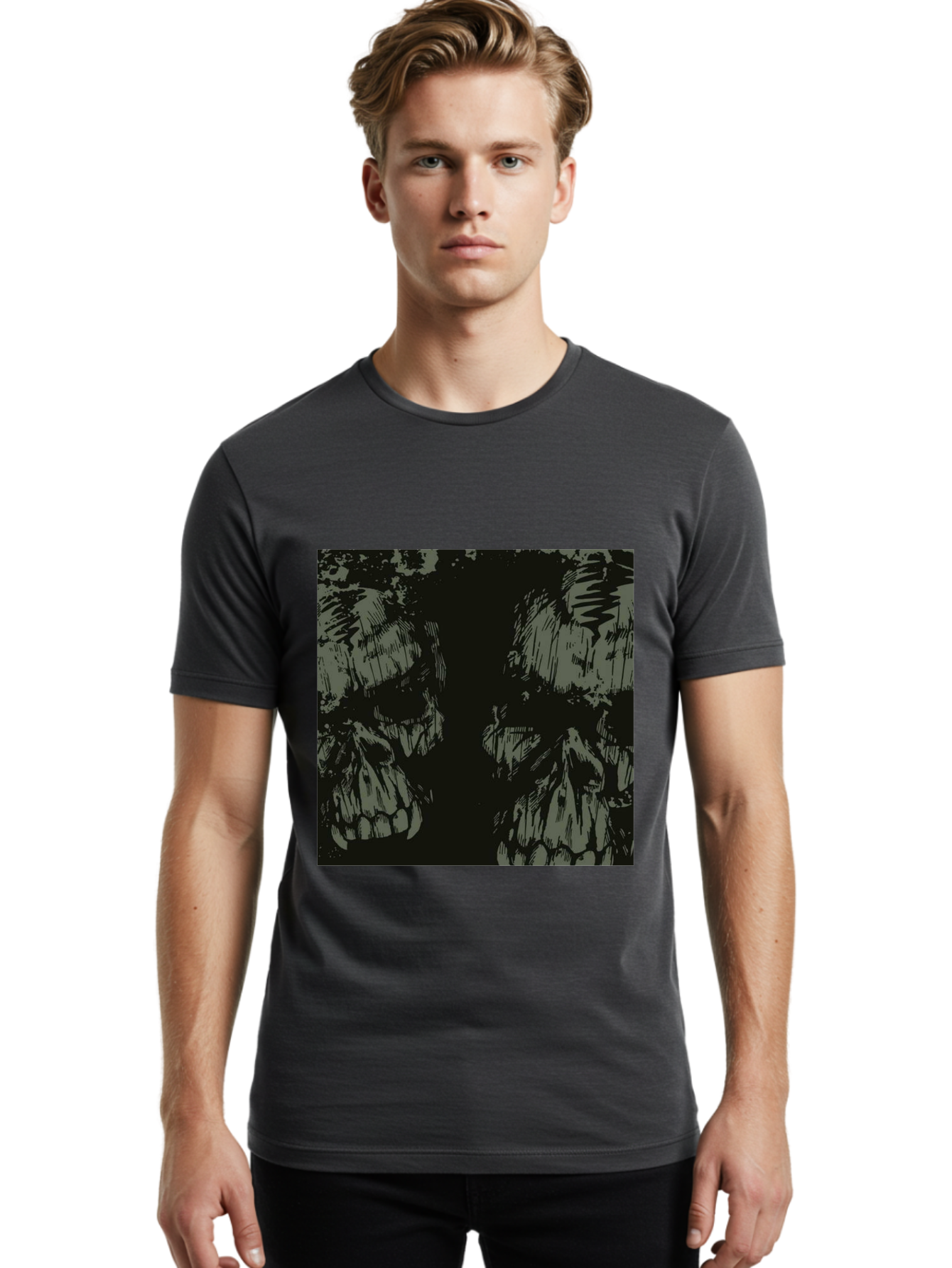 Silent Skulls Men'S Graphic Tee, 100% Cotton, Comfortable Casual Summer Wear, Machine Washable, Dark Fantasy, Skull Art, Gothic Style, Black And Grey, Creepy Atmosphere, Horror Theme, Death Symbol, Skull Design Aae645 18