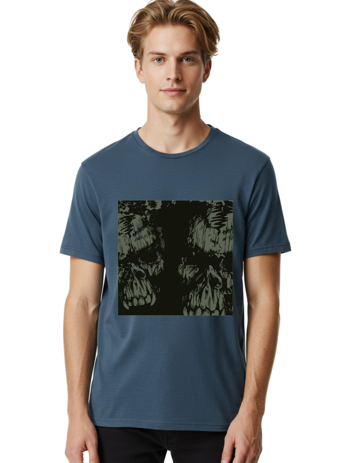 Silent Skulls Men'S Graphic Tee, 100% Cotton, Comfortable Casual Summer Wear, Machine Washable, Dark Fantasy, Skull Art, Gothic Style, Black And Grey, Creepy Atmosphere, Horror Theme, Death Symbol, Skull Design Aae645 20