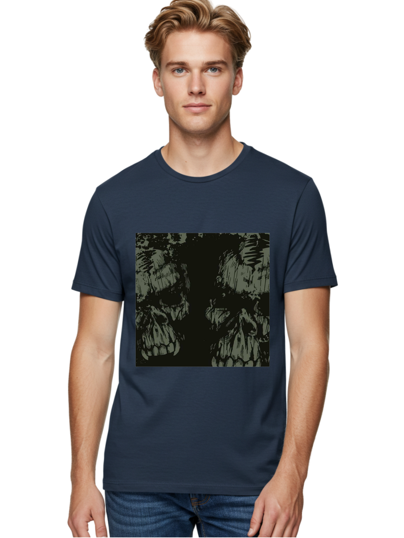 Silent Skulls Men'S Graphic Tee, 100% Cotton, Comfortable Casual Summer Wear, Machine Washable, Dark Fantasy, Skull Art, Gothic Style, Black And Grey, Creepy Atmosphere, Horror Theme, Death Symbol, Skull Design Aae645 12