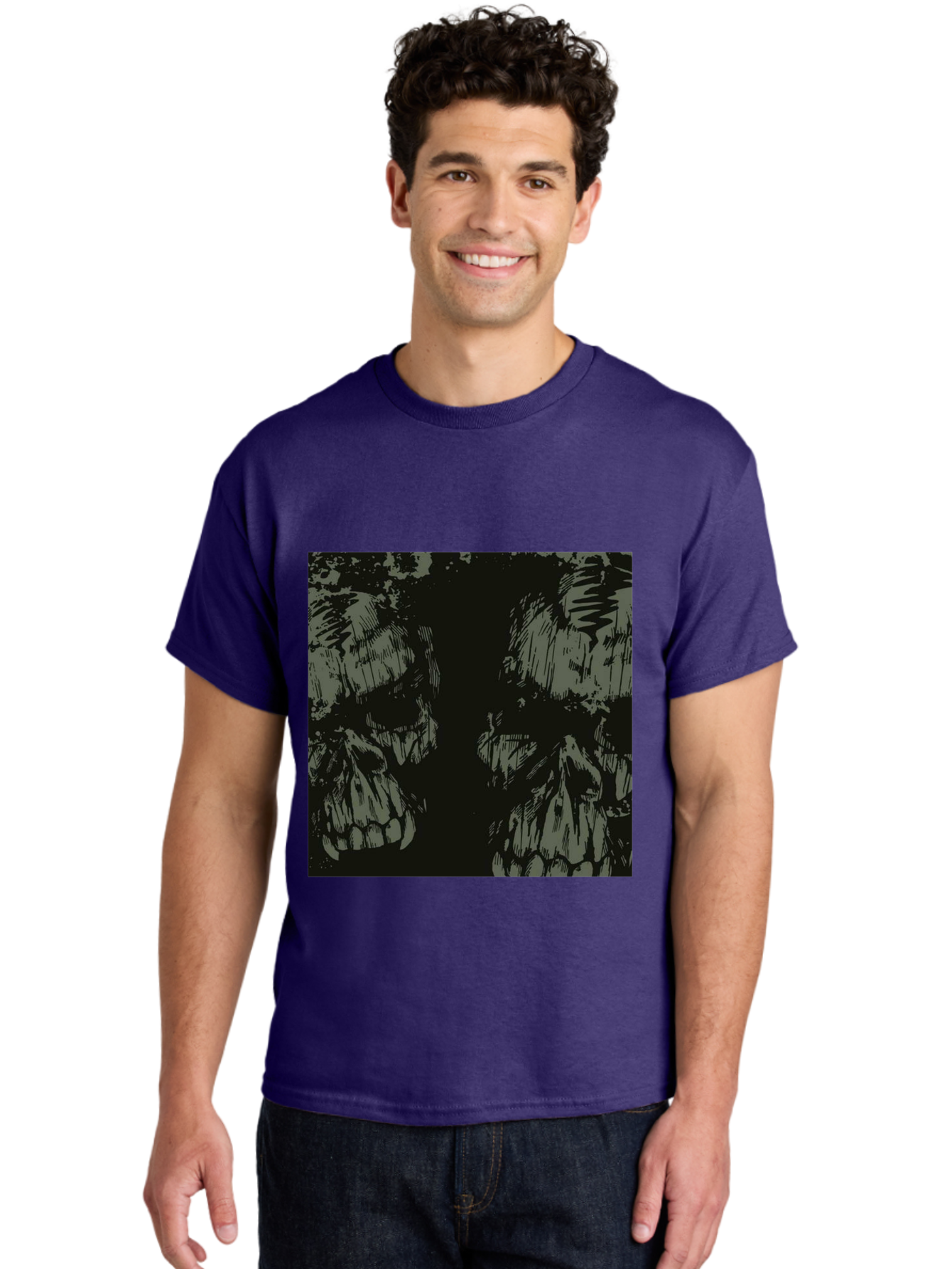 Silent Skulls Men'S Graphic Tee, 100% Cotton, Comfortable Casual Summer Wear, Machine Washable, Dark Fantasy, Skull Art, Gothic Style, Black And Grey, Creepy Atmosphere, Horror Theme, Death Symbol, Skull Design Aae645 28
