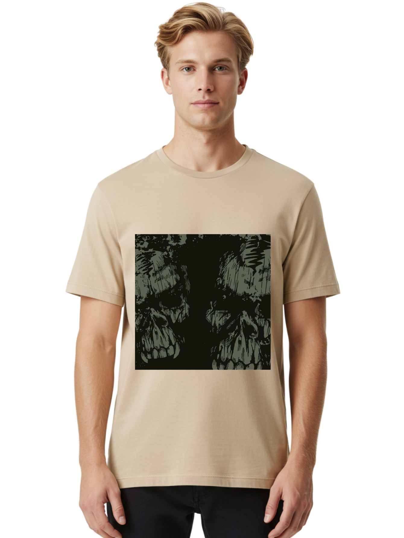 Silent Skulls Men'S Graphic Tee, 100% Cotton, Comfortable Casual Summer Wear, Machine Washable, Dark Fantasy, Skull Art, Gothic Style, Black And Grey, Creepy Atmosphere, Horror Theme, Death Symbol, Skull Design Aae645 10