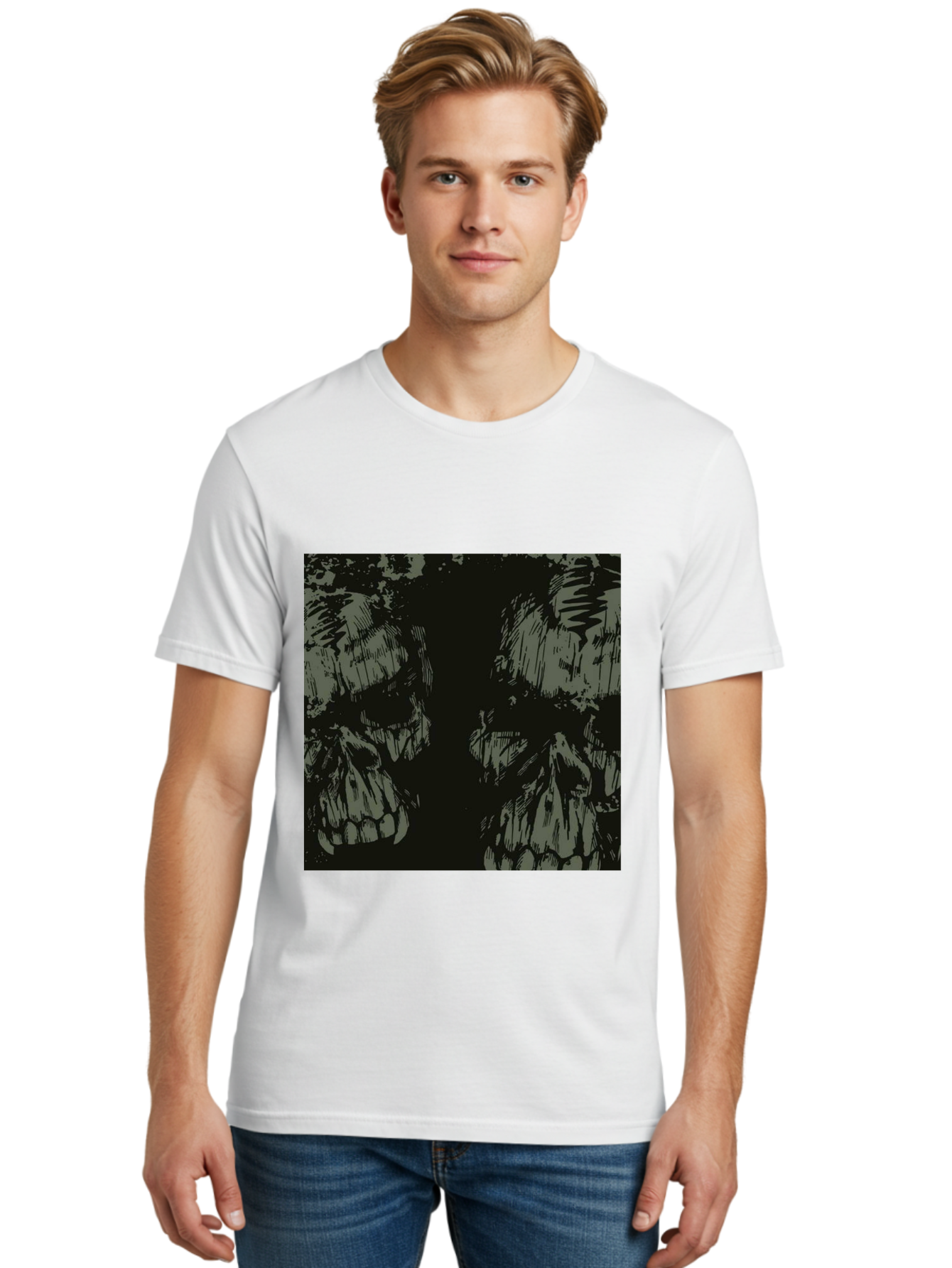 Silent Skulls Men'S Graphic Tee, 100% Cotton, Comfortable Casual Summer Wear, Machine Washable, Dark Fantasy, Skull Art, Gothic Style, Black And Grey, Creepy Atmosphere, Horror Theme, Death Symbol, Skull Design Aae645 6