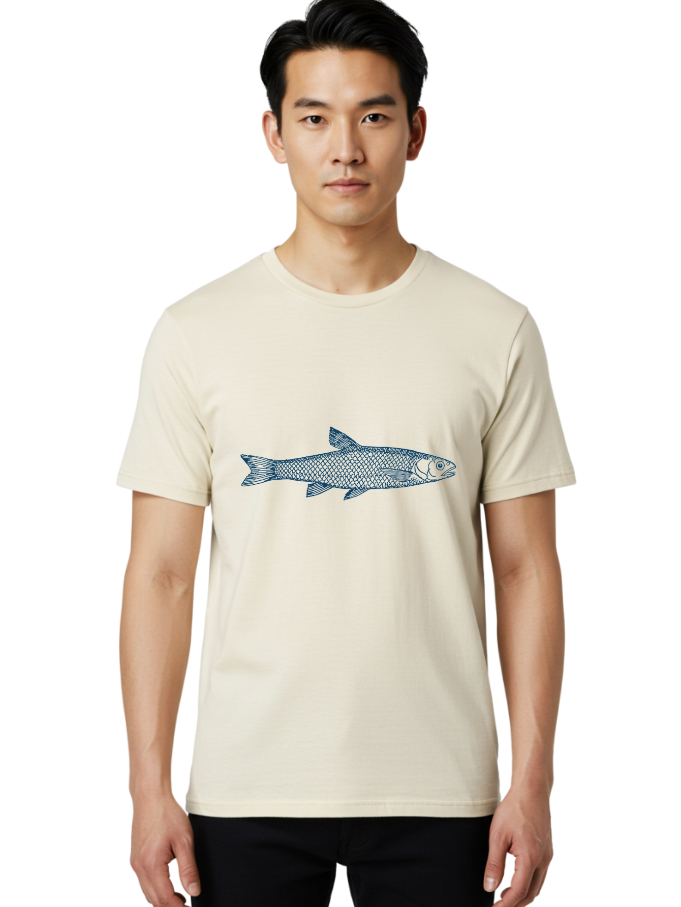 Silverline Fish Men'S Graphic Tee, 100% Cotton, Comfortable Casual Summer Wear, Machine Washable, Illustration Of A Fish, Fish With Scales, Aquatic Animal, Ocean Life, Sea Creature, Wildlife, Marine Biology, Fish Art, Detailed Drawing, Aae647 18