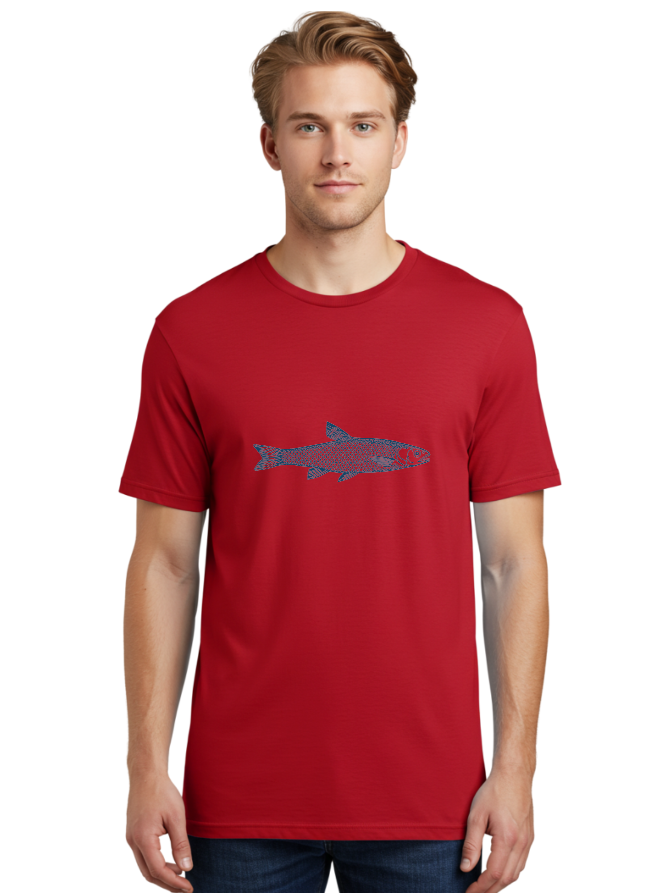 Silverline Fish Men'S Graphic Tee, 100% Cotton, Comfortable Casual Summer Wear, Machine Washable, Illustration Of A Fish, Fish With Scales, Aquatic Animal, Ocean Life, Sea Creature, Wildlife, Marine Biology, Fish Art, Detailed Drawing, Aae647 30