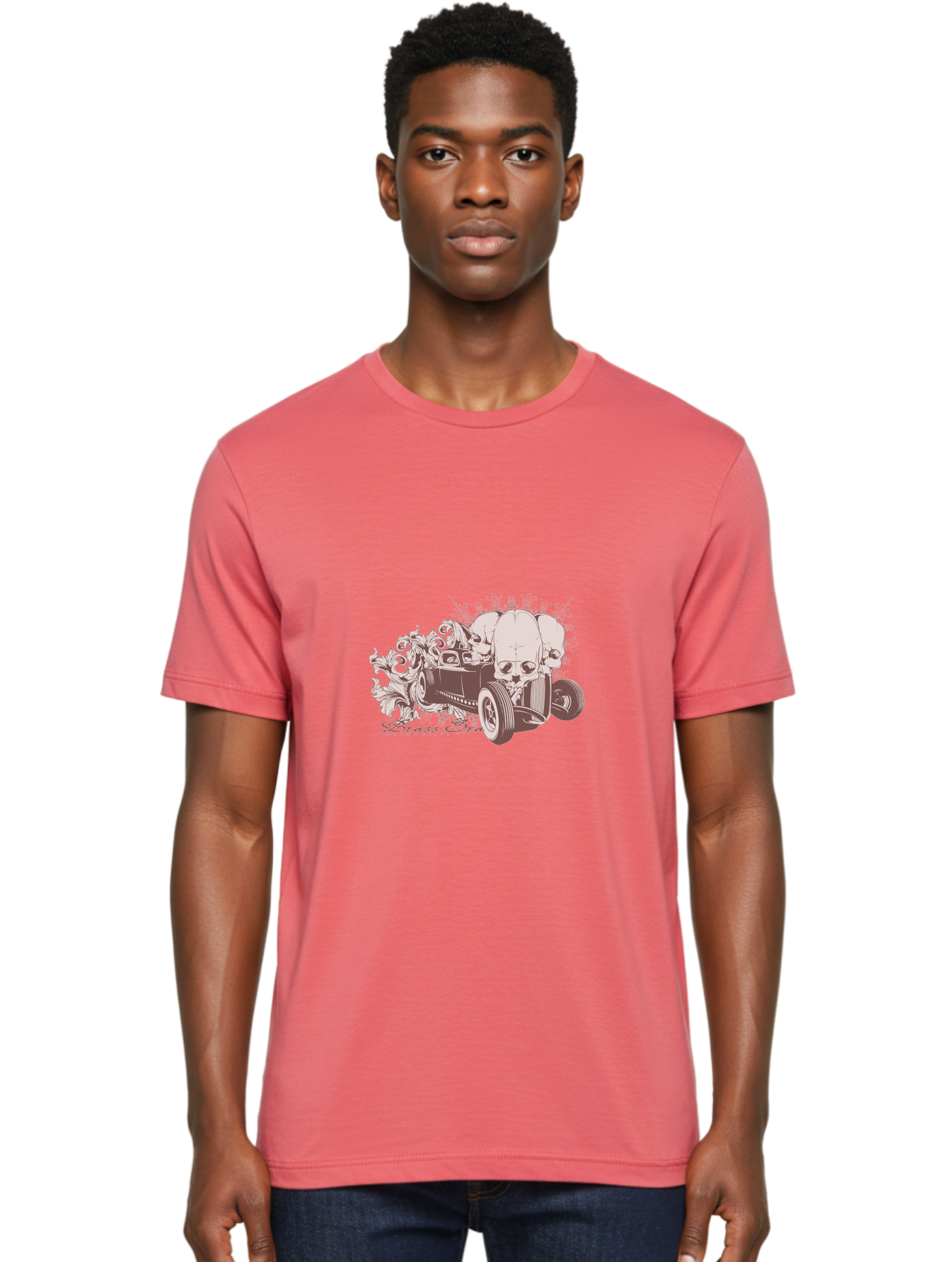 Skull Drive Men'S Graphic Tee, 100% Cotton, Comfortable Casual Summer Wear, Machine Washable, Hot Rod Car, Sugar Skull, Vintage Vehicle, Skull Design, Gothic Art, Automotive Culture, Custom Car, Skull Graphics Aae650 24