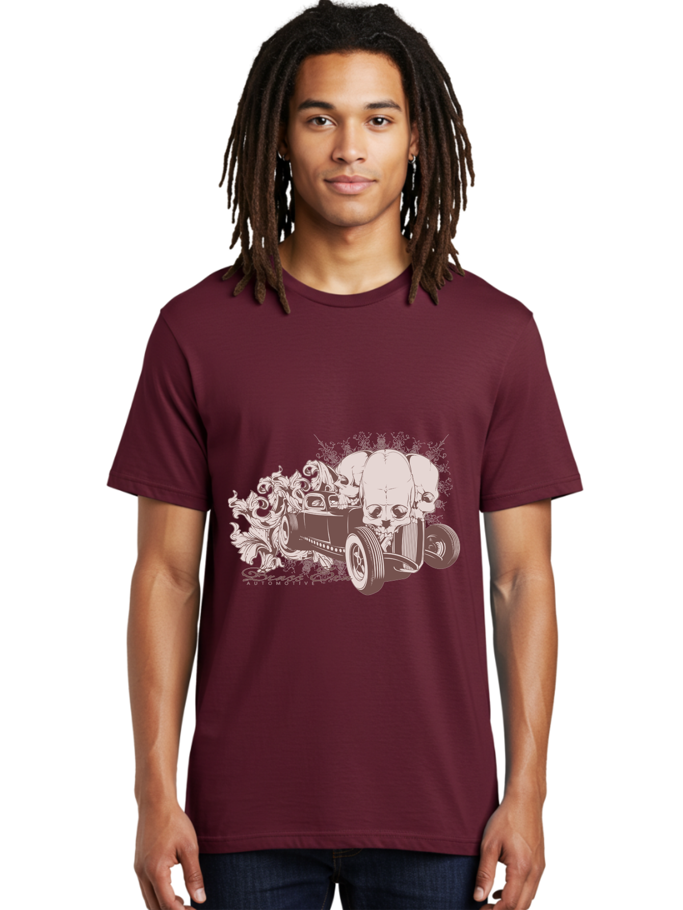 Skull Drive Men'S Graphic Tee, 100% Cotton, Comfortable Casual Summer Wear, Machine Washable, Hot Rod Car, Sugar Skull, Vintage Vehicle, Skull Design, Gothic Art, Automotive Culture, Custom Car, Skull Graphics Aae650 22