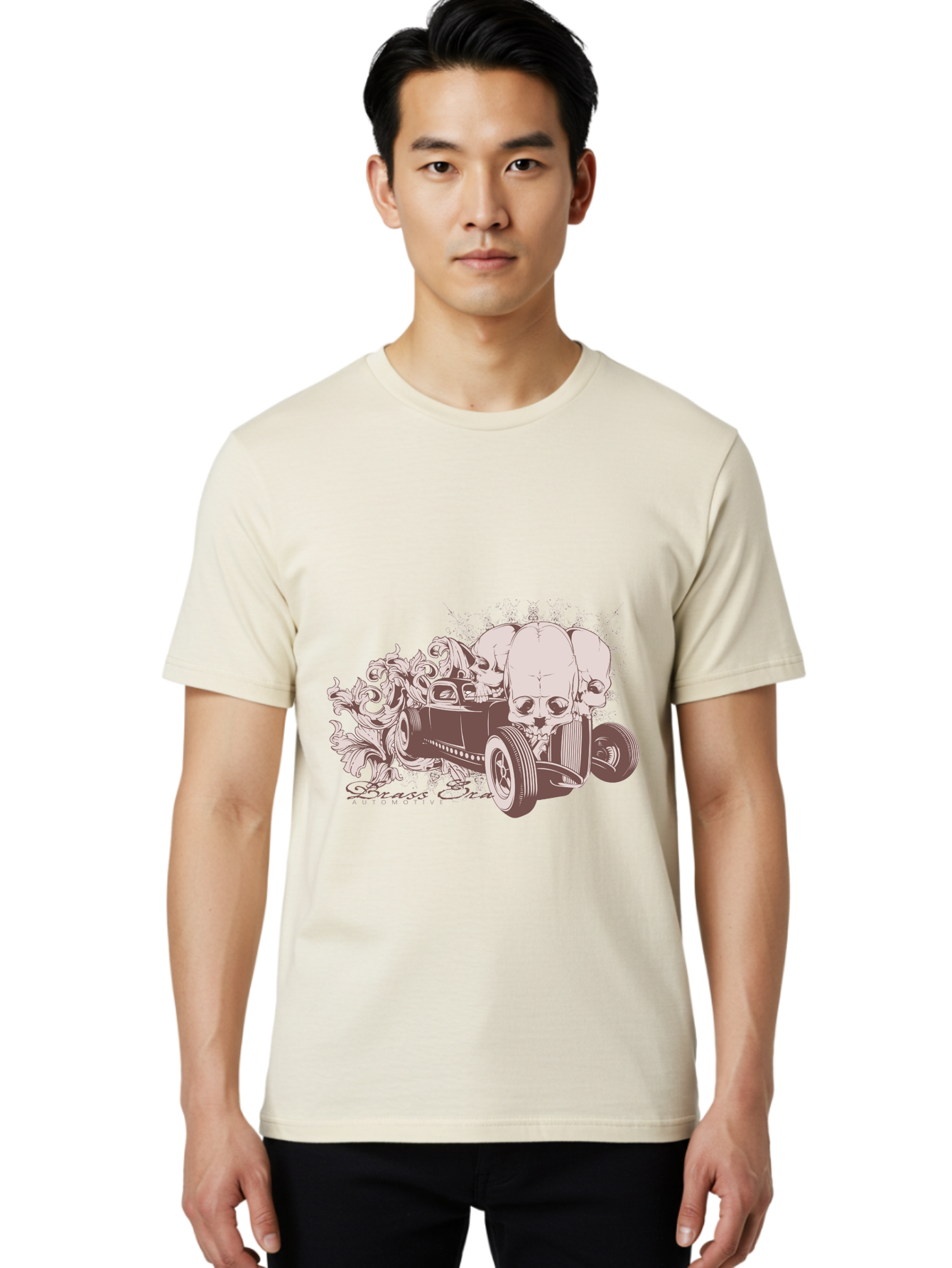 Skull Drive Men'S Graphic Tee, 100% Cotton, Comfortable Casual Summer Wear, Machine Washable, Hot Rod Car, Sugar Skull, Vintage Vehicle, Skull Design, Gothic Art, Automotive Culture, Custom Car, Skull Graphics Aae650 14
