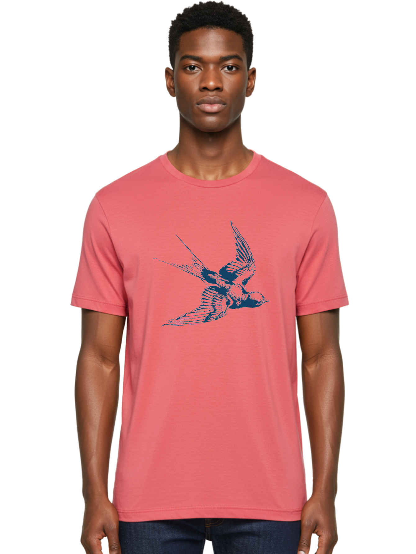 Skybound Sparrow Men'S Graphic Tee, 100% Cotton, Comfortable Casual Summer Wear, Machine Washable, Swallow Bird In Flight, Blue Bird Illustration, Bird In Air, Flying Swallow, Bird Species, Wildlife Art, Avian Illustration Aae651 30