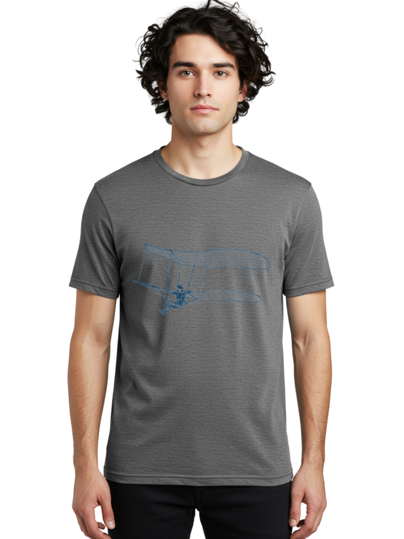 Skyrider Men'S Graphic Tee, 100% Cotton, Comfortable Casual Summer Wear, Machine Washable, Hang Glider In Flight, Flying Human Figure, Aviation Innovation, Recreational Flying, Adventurous Sports, Extreme Thrill, Hang Gliding Enthusiast, Aae653 28
