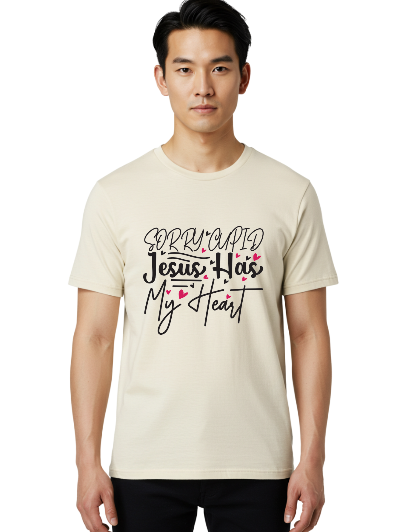Sorry Cupid Jesus Has My Heart Men'S Graphic Tee, 100% Cotton, Comfortable Casual Summer Wear, Machine Washable, Valentine'S Day Quote, Christian Love, Jesus Has My Heart, Sorry Cupid, Inspirational Quotes, Faith-Based Design, Aae658 12