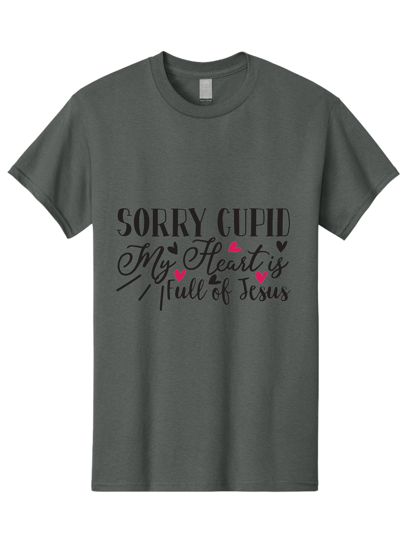 Sorry Cupid My Heart Is Full Of Jesus-01 Men'S Graphic Tee, 100% Cotton, Comfortable Casual Summer Wear, Machine Washable, Faith-Based Quote, Inspirational Sayings, Christian T-Shirt Design, Valentines Day Quote, Cupid Quote, Love Lettering, Aae659 25