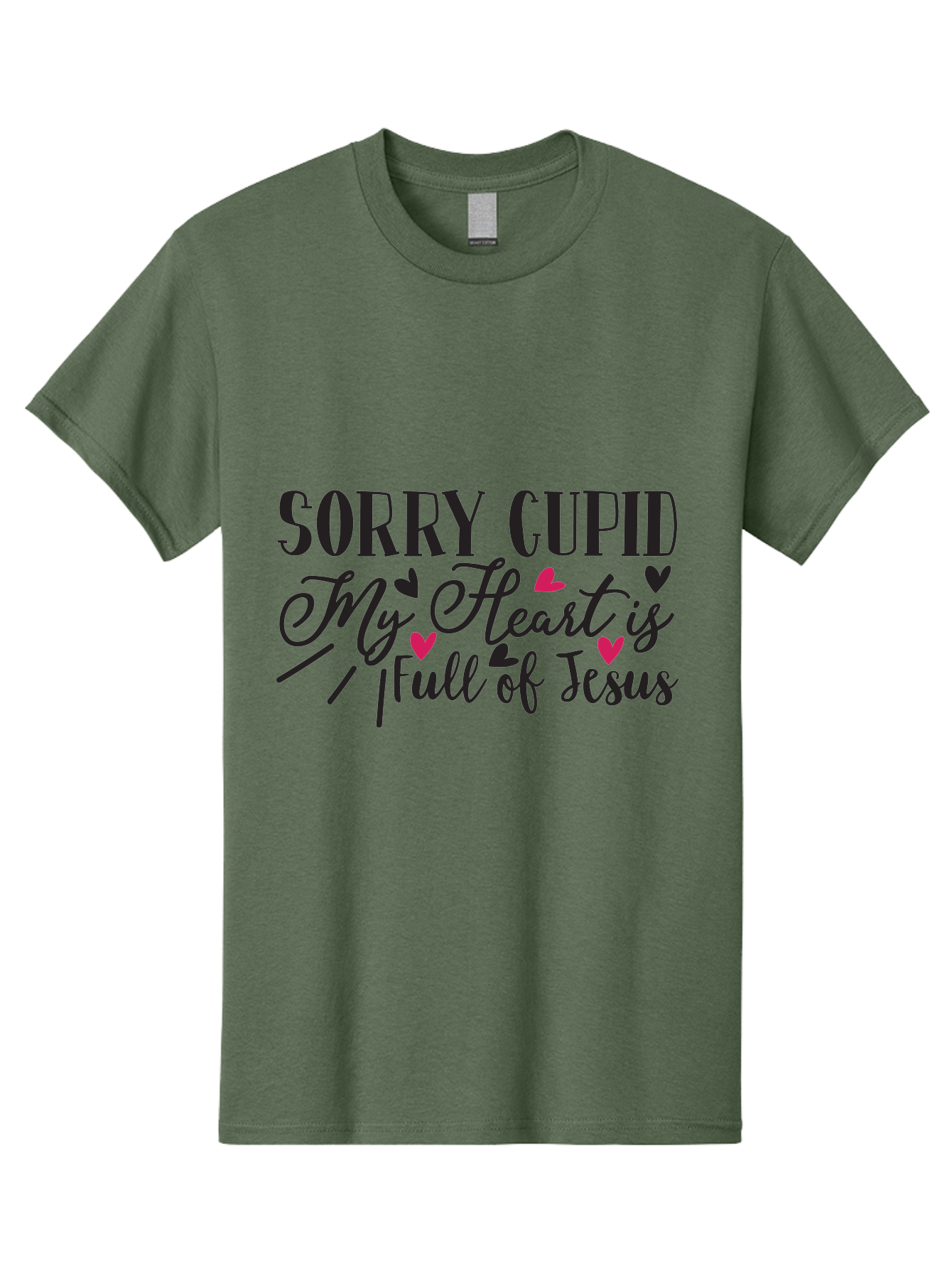 Sorry Cupid My Heart Is Full Of Jesus-01 Men'S Graphic Tee, 100% Cotton, Comfortable Casual Summer Wear, Machine Washable, Faith-Based Quote, Inspirational Sayings, Christian T-Shirt Design, Valentines Day Quote, Cupid Quote, Love Lettering, Aae659 11
