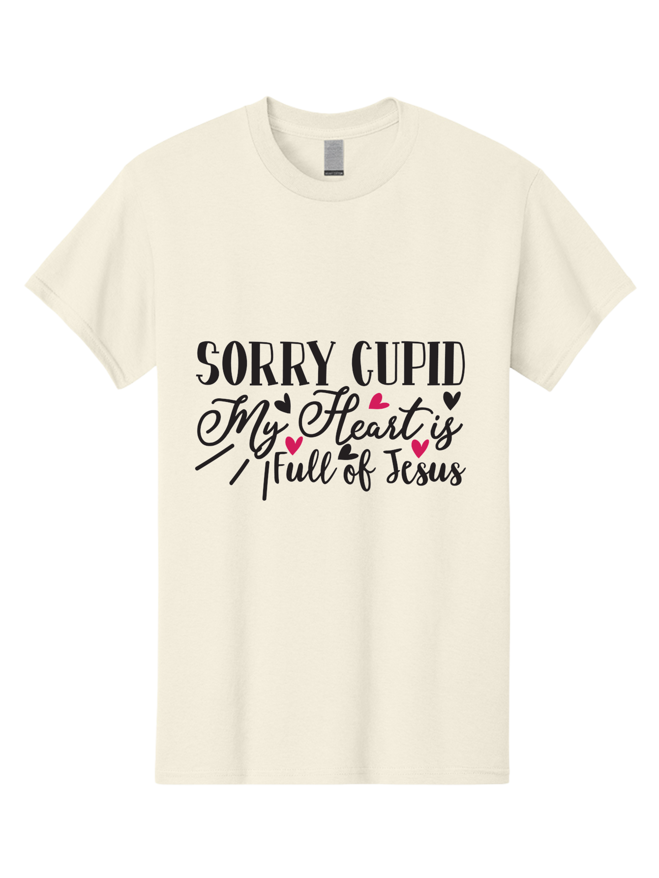 Sorry Cupid My Heart Is Full Of Jesus-01 Men'S Graphic Tee, 100% Cotton, Comfortable Casual Summer Wear, Machine Washable, Faith-Based Quote, Inspirational Sayings, Christian T-Shirt Design, Valentines Day Quote, Cupid Quote, Love Lettering, Aae659 7