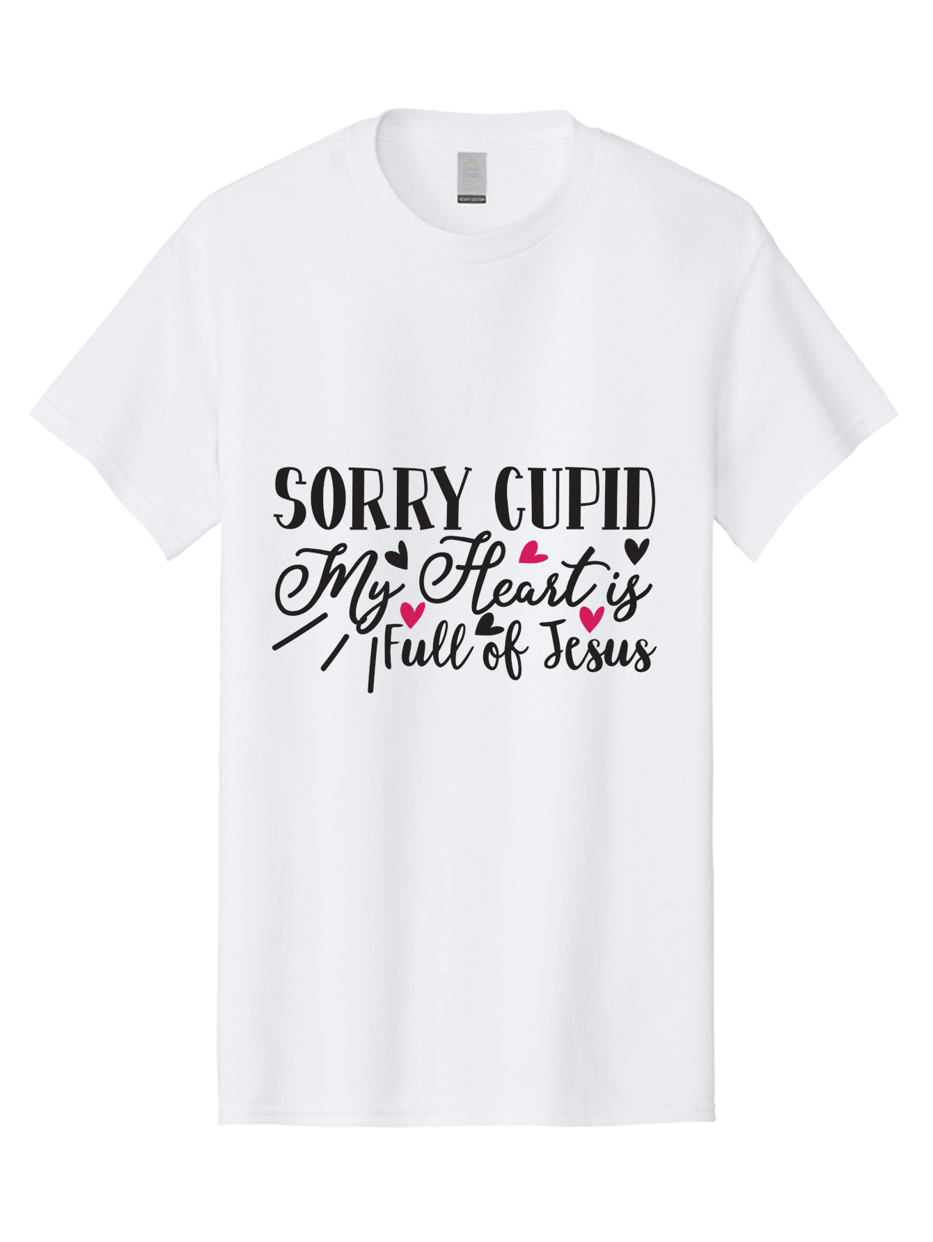 Sorry Cupid My Heart Is Full Of Jesus-01 Men'S Graphic Tee, 100% Cotton, Comfortable Casual Summer Wear, Machine Washable, Faith-Based Quote, Inspirational Sayings, Christian T-Shirt Design, Valentines Day Quote, Cupid Quote, Love Lettering, Aae659 19