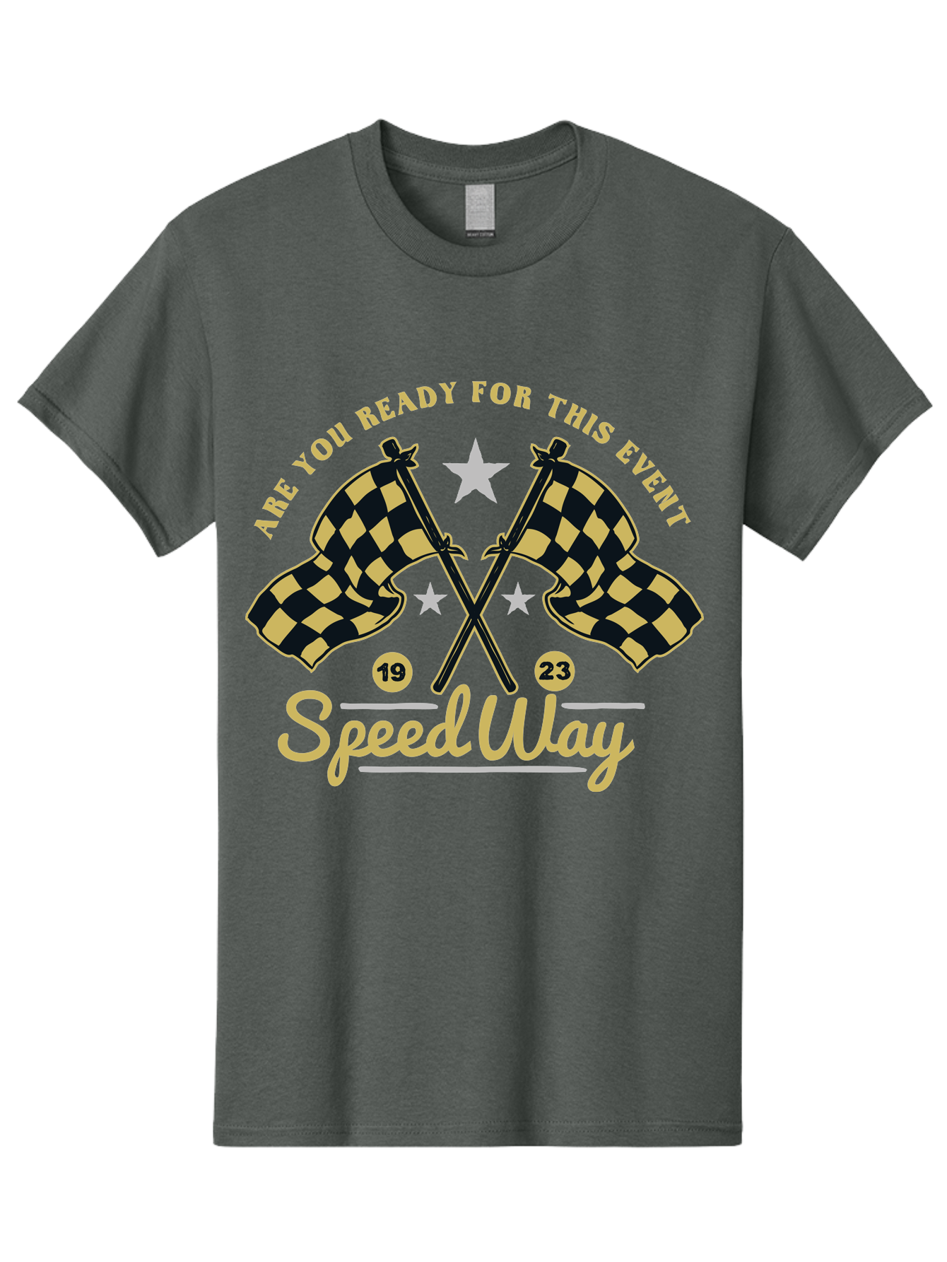 Speedway Men'S Graphic Tee, 100% Cotton, Comfortable Casual Summer Wear, Machine Washable, Racing Flags, Checkered Flags, Speedway Racing, Motorsports Event, Racing Numbers 19 And 23, Are You Ready For This Event, Racing Stars Aae664 13