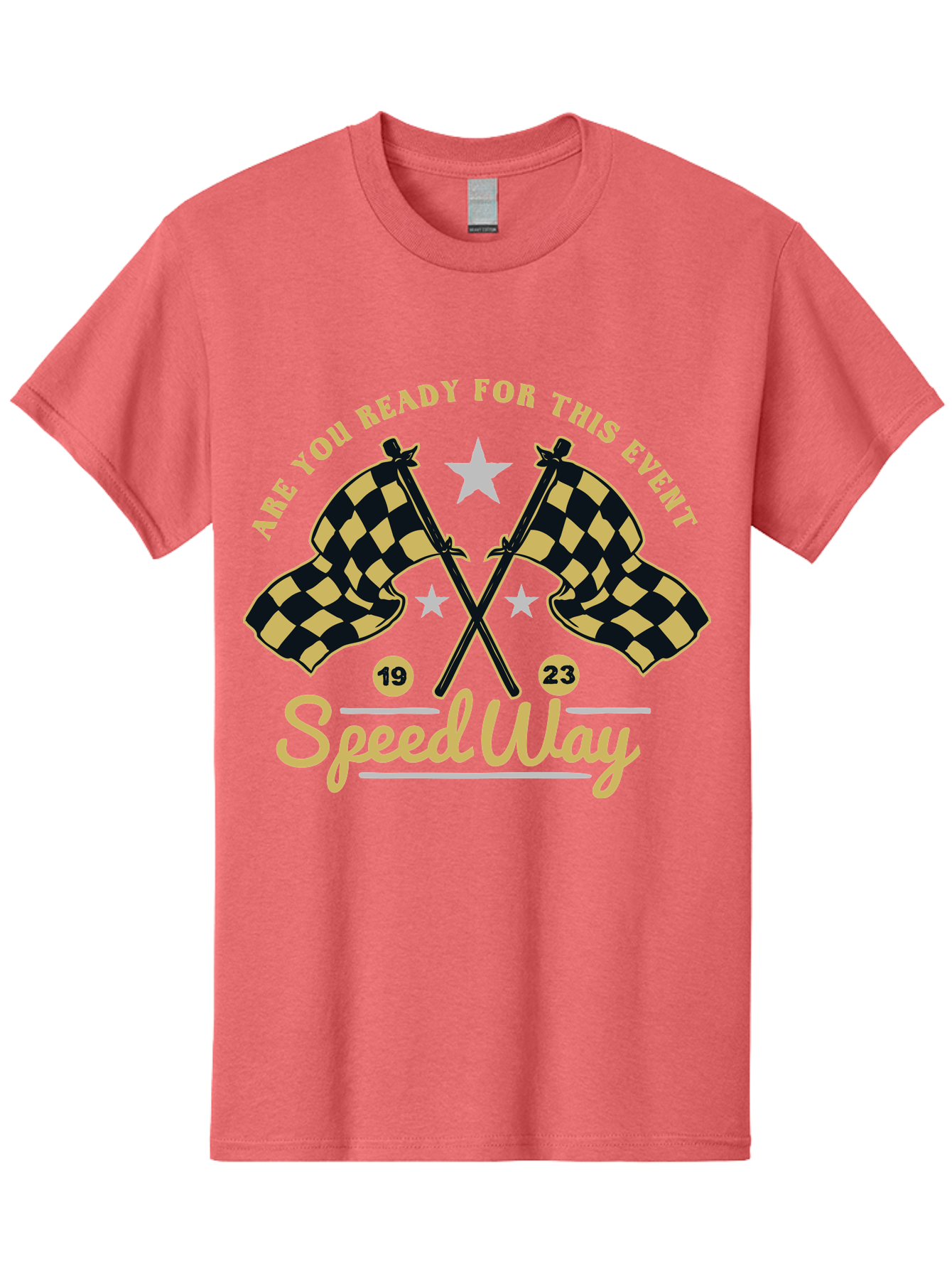 Speedway Men'S Graphic Tee, 100% Cotton, Comfortable Casual Summer Wear, Machine Washable, Racing Flags, Checkered Flags, Speedway Racing, Motorsports Event, Racing Numbers 19 And 23, Are You Ready For This Event, Racing Stars Aae664 11