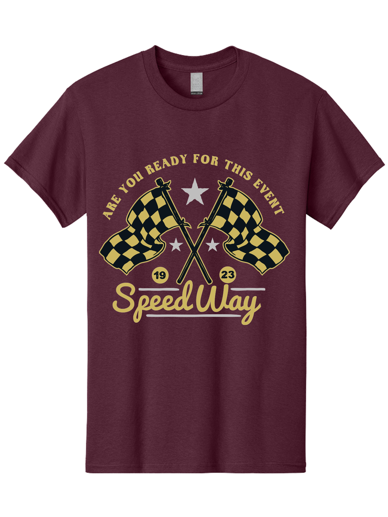 Speedway Men'S Graphic Tee, 100% Cotton, Comfortable Casual Summer Wear, Machine Washable, Racing Flags, Checkered Flags, Speedway Racing, Motorsports Event, Racing Numbers 19 And 23, Are You Ready For This Event, Racing Stars Aae664 23
