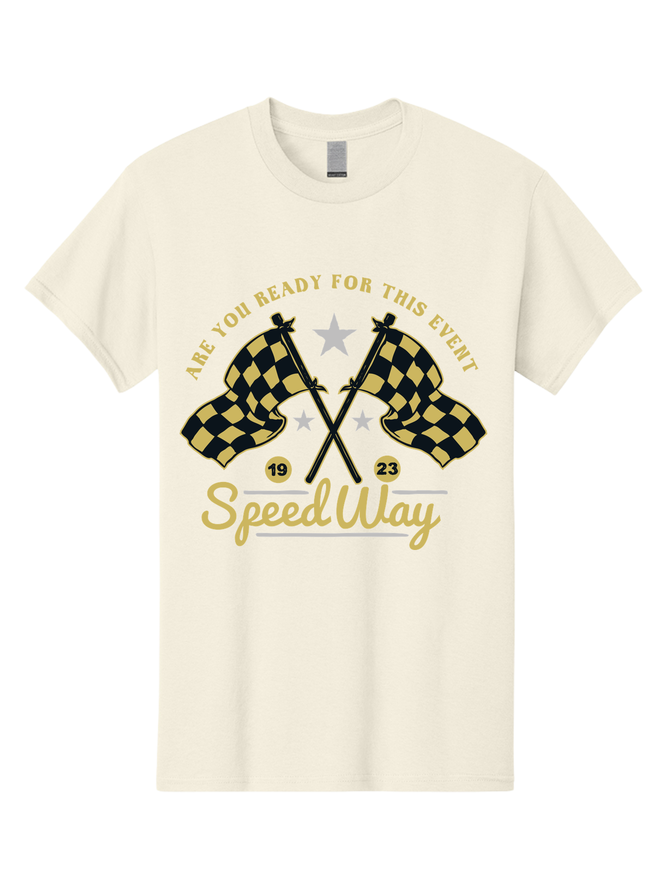 Speedway Men'S Graphic Tee, 100% Cotton, Comfortable Casual Summer Wear, Machine Washable, Racing Flags, Checkered Flags, Speedway Racing, Motorsports Event, Racing Numbers 19 And 23, Are You Ready For This Event, Racing Stars Aae664 17