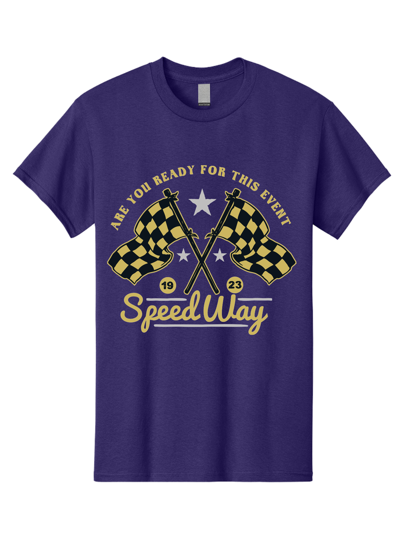 Speedway Men'S Graphic Tee, 100% Cotton, Comfortable Casual Summer Wear, Machine Washable, Racing Flags, Checkered Flags, Speedway Racing, Motorsports Event, Racing Numbers 19 And 23, Are You Ready For This Event, Racing Stars Aae664 27