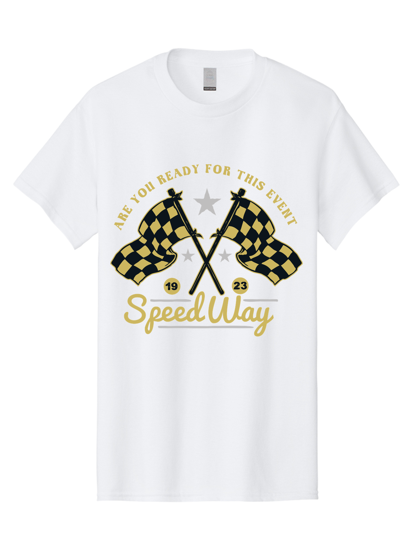 Speedway Men'S Graphic Tee, 100% Cotton, Comfortable Casual Summer Wear, Machine Washable, Racing Flags, Checkered Flags, Speedway Racing, Motorsports Event, Racing Numbers 19 And 23, Are You Ready For This Event, Racing Stars Aae664 21