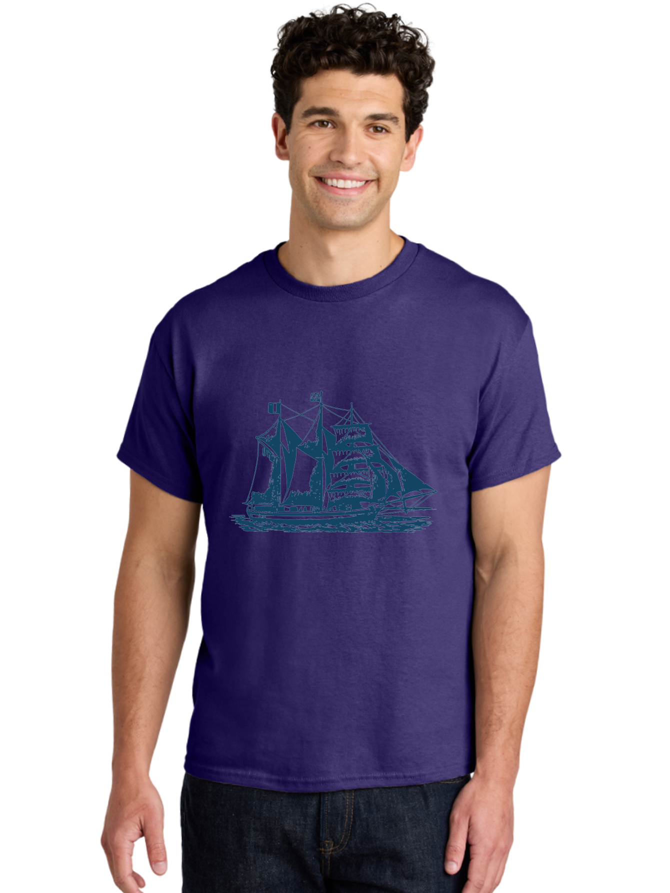 Storm Chaser Men'S Graphic Tee, 100% Cotton, Comfortable Casual Summer Wear, Machine Washable, Sailing Ship, Tall Sailing Vessel, Classic Maritime Icon, Vintage Nautical Theme, Majestic Oceanic Scene, Historical Sailing Rig, Aae674 28