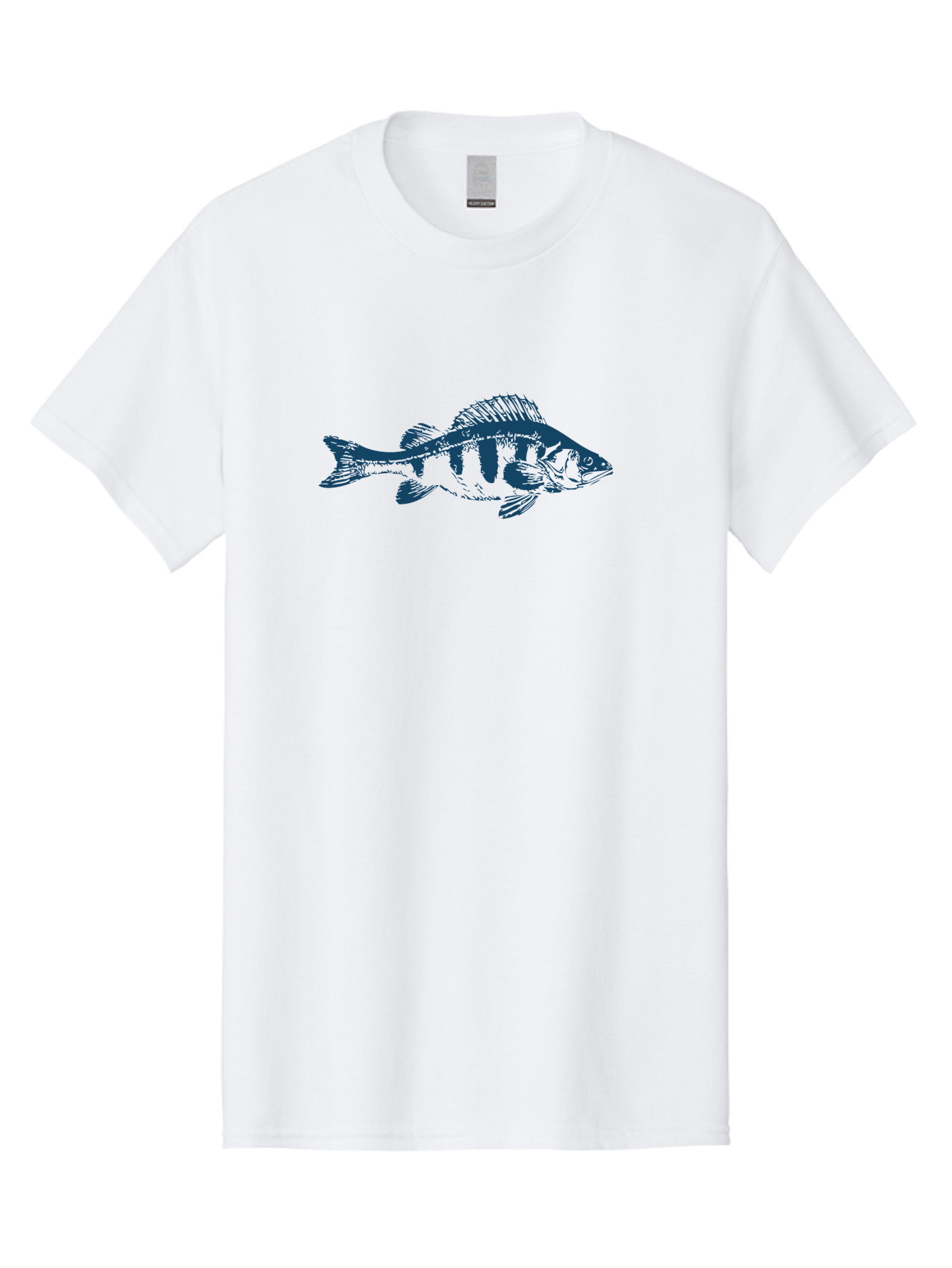 Strikefin Fish Men'S Graphic Tee, 100% Cotton, Comfortable Casual Summer Wear, Machine Washable, Bass Fish Illustration, Line Art, Aquatic Life, Water Sports, Freshwater Fish, Fishing, Monochrome Art, Simple Design, Minimalist, Wildlife Art Aae675 23