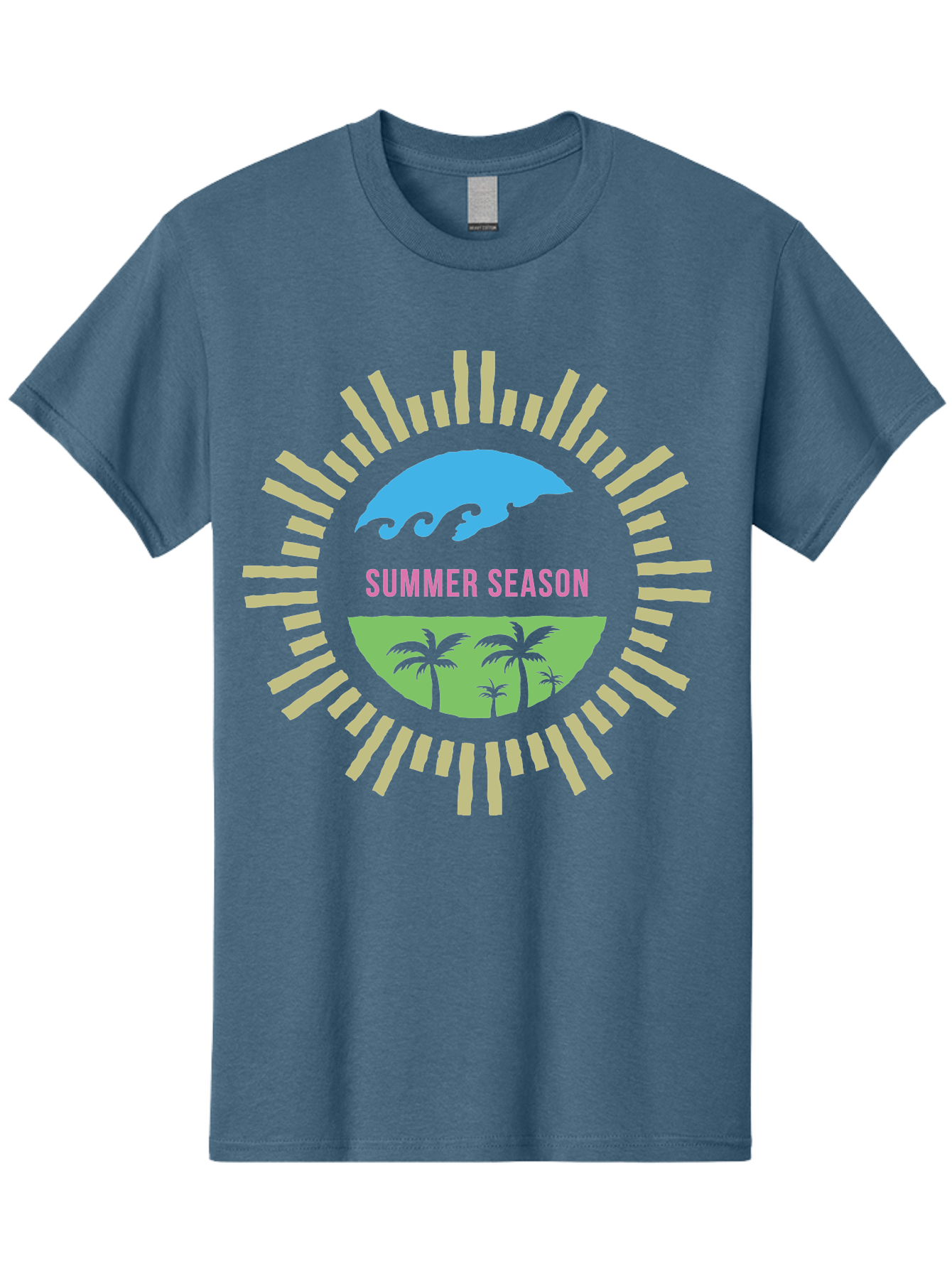 Summer Season Men'S Graphic Tee, 100% Cotton, Comfortable Casual Summer Wear, Machine Washable, Summer Vacation, Tropical Getaway, Ocean Waves, Palm Trees, Sun Symbol, Warm Weather, Beach Scene, Seasonal Theme, Sunny Days, Summer Fun Aae676 3