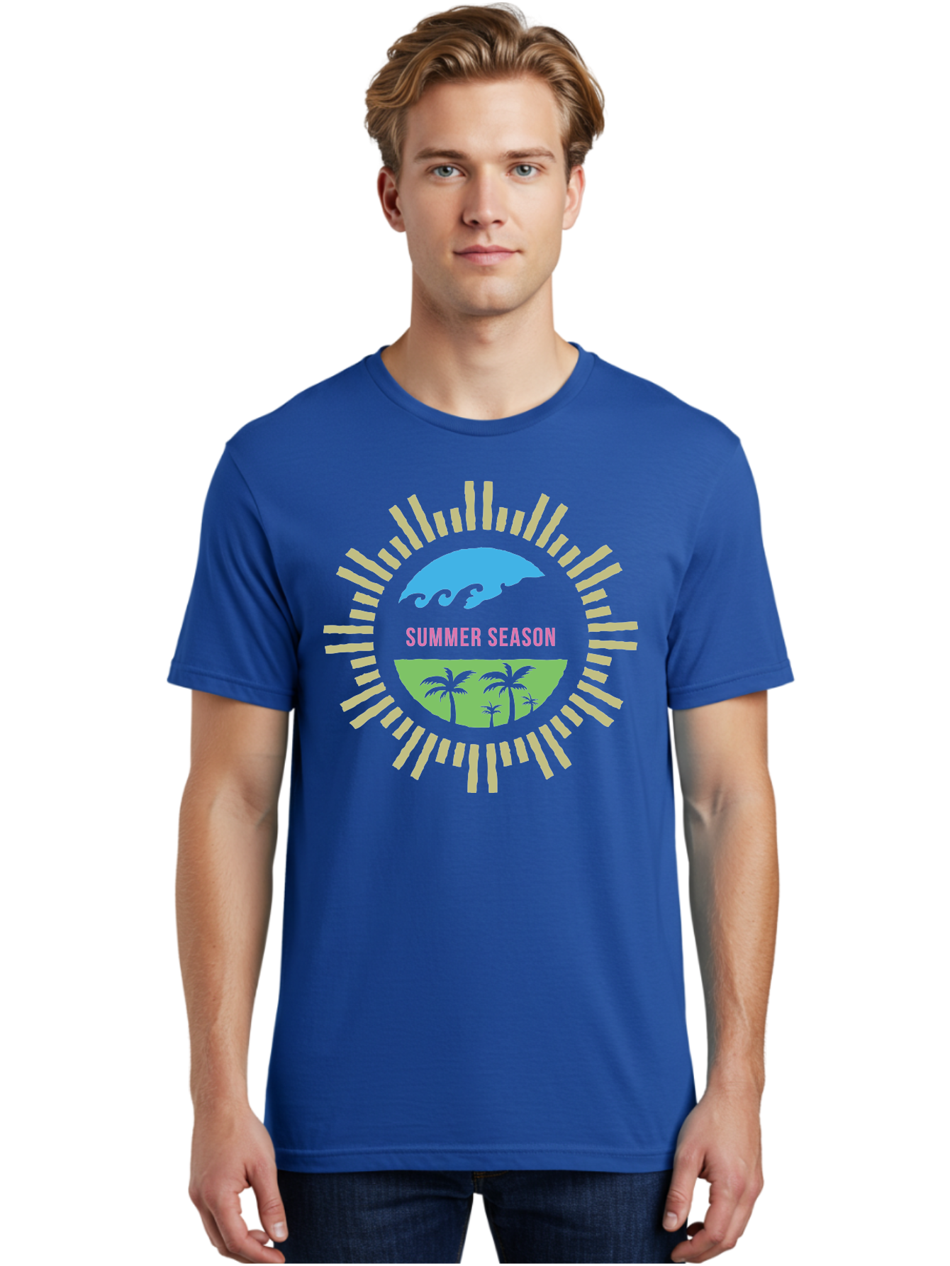 Summer Season Men'S Graphic Tee, 100% Cotton, Comfortable Casual Summer Wear, Machine Washable, Summer Vacation, Tropical Getaway, Ocean Waves, Palm Trees, Sun Symbol, Warm Weather, Beach Scene, Seasonal Theme, Sunny Days, Summer Fun Aae676 28