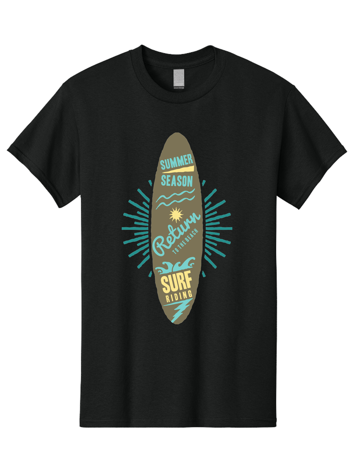 Surf Riding Men'S Graphic Tee, 100% Cotton, Comfortable Casual Summer Wear, Machine Washable, Surfing Graphics, Beach Vibes, Summer Season, Surf Riding, Retro Design, Sun Symbol, Wavy Lines, Surfing Culture, Coastal Lifestyle, Summer Fun Aae677 23