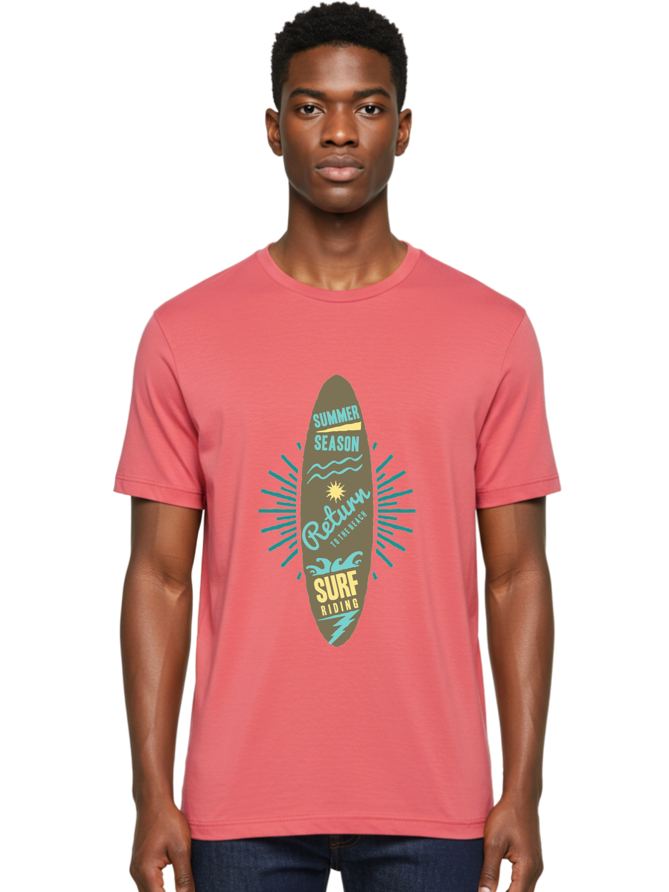 Surf Riding Men'S Graphic Tee, 100% Cotton, Comfortable Casual Summer Wear, Machine Washable, Surfing Graphics, Beach Vibes, Summer Season, Surf Riding, Retro Design, Sun Symbol, Wavy Lines, Surfing Culture, Coastal Lifestyle, Summer Fun Aae677 14