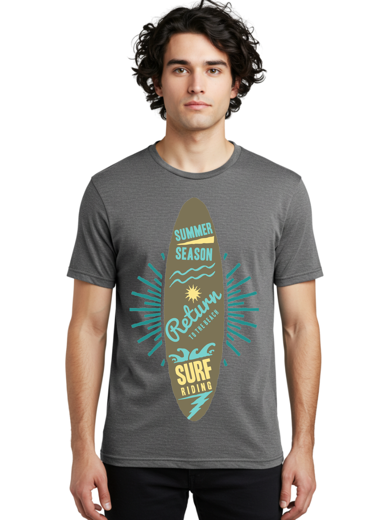 Surf Riding Men'S Graphic Tee, 100% Cotton, Comfortable Casual Summer Wear, Machine Washable, Surfing Graphics, Beach Vibes, Summer Season, Surf Riding, Retro Design, Sun Symbol, Wavy Lines, Surfing Culture, Coastal Lifestyle, Summer Fun Aae677 10