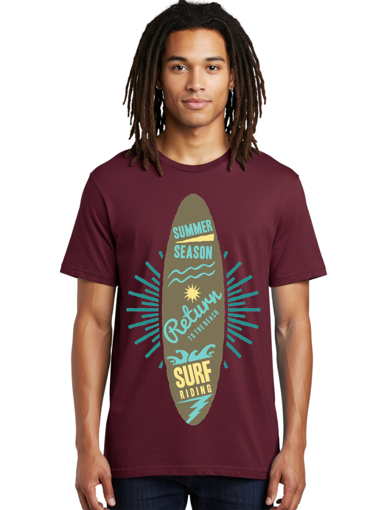 Surf Riding Men'S Graphic Tee, 100% Cotton, Comfortable Casual Summer Wear, Machine Washable, Surfing Graphics, Beach Vibes, Summer Season, Surf Riding, Retro Design, Sun Symbol, Wavy Lines, Surfing Culture, Coastal Lifestyle, Summer Fun Aae677 6