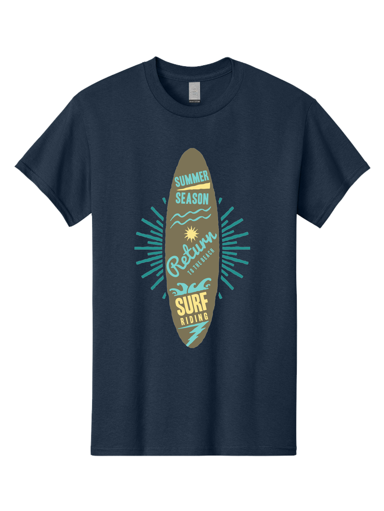 Surf Riding Men'S Graphic Tee, 100% Cotton, Comfortable Casual Summer Wear, Machine Washable, Surfing Graphics, Beach Vibes, Summer Season, Surf Riding, Retro Design, Sun Symbol, Wavy Lines, Surfing Culture, Coastal Lifestyle, Summer Fun Aae677 11