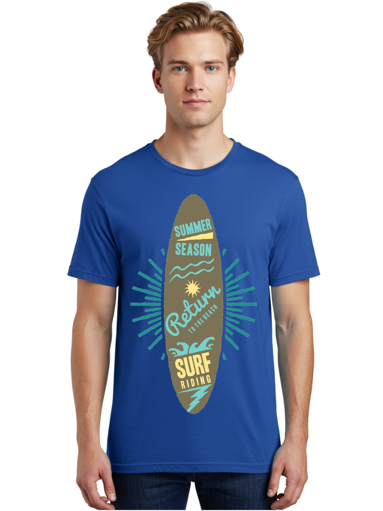 Surf Riding Men'S Graphic Tee, 100% Cotton, Comfortable Casual Summer Wear, Machine Washable, Surfing Graphics, Beach Vibes, Summer Season, Surf Riding, Retro Design, Sun Symbol, Wavy Lines, Surfing Culture, Coastal Lifestyle, Summer Fun Aae677 26