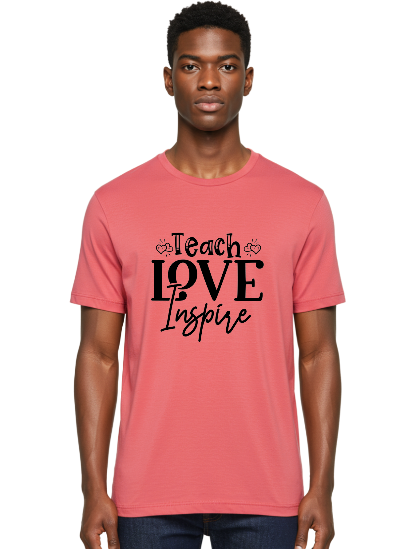 Teach Love Inspire Men'S Graphic Tee, 100% Cotton, Comfortable Casual Summer Wear, Machine Washable, Teach Love Inspire, Teaching Quotes, Inspirational Quotes, Love Quotes, Teacher Appreciation, Motivational Phrases, Heartwarming Messages, Aae683 18