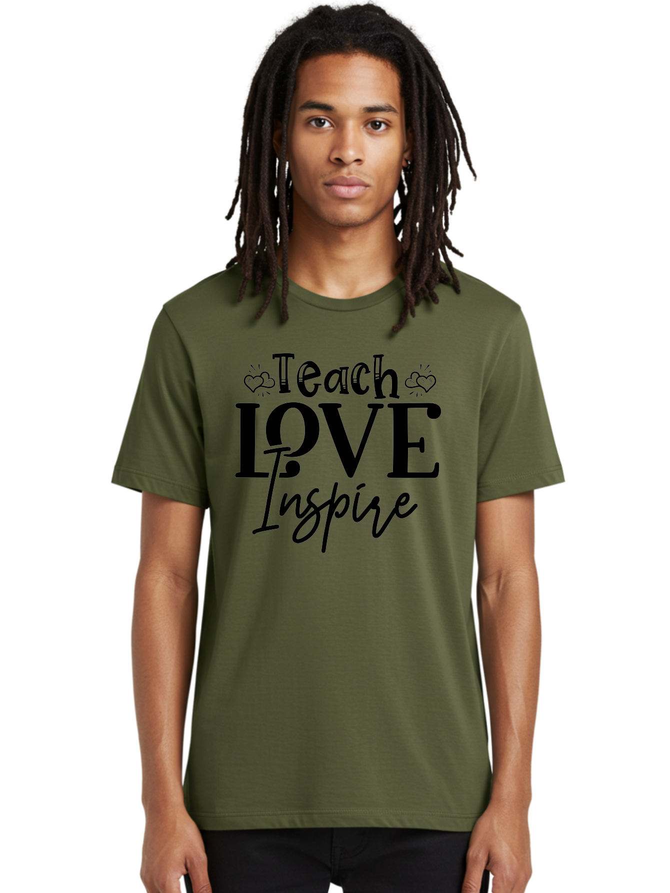 Teach Love Inspire Men'S Graphic Tee, 100% Cotton, Comfortable Casual Summer Wear, Machine Washable, Teach Love Inspire, Teaching Quotes, Inspirational Quotes, Love Quotes, Teacher Appreciation, Motivational Phrases, Heartwarming Messages, Aae683 22