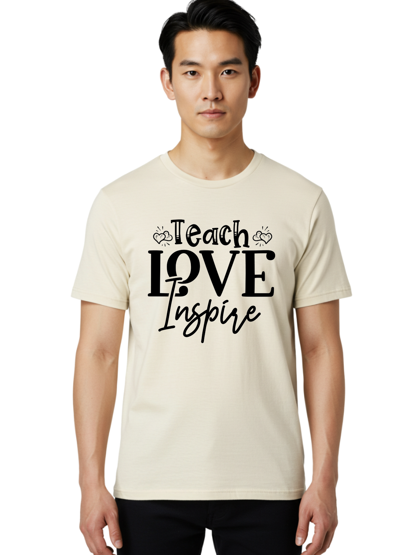Teach Love Inspire Men'S Graphic Tee, 100% Cotton, Comfortable Casual Summer Wear, Machine Washable, Teach Love Inspire, Teaching Quotes, Inspirational Quotes, Love Quotes, Teacher Appreciation, Motivational Phrases, Heartwarming Messages, Aae683 16