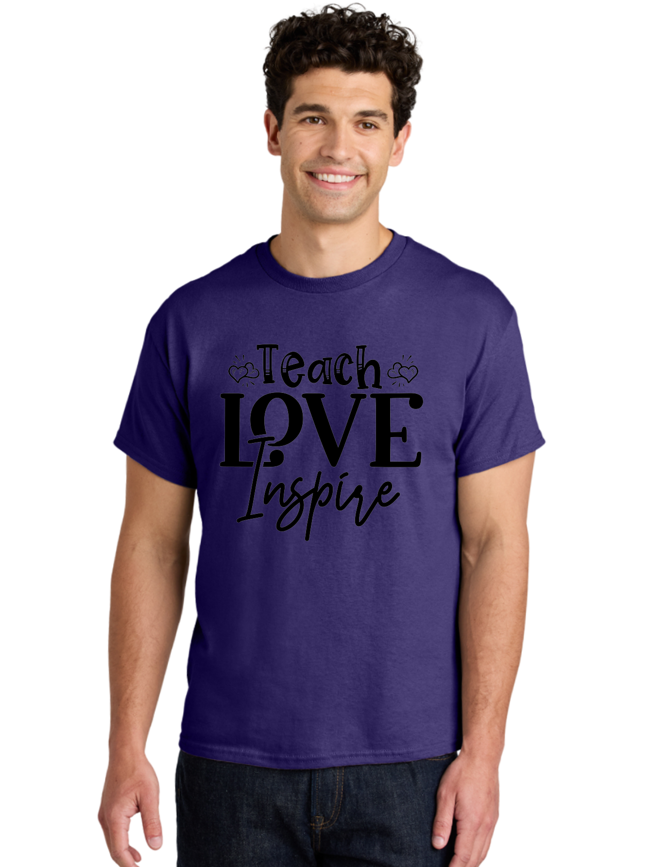 Teach Love Inspire Men'S Graphic Tee, 100% Cotton, Comfortable Casual Summer Wear, Machine Washable, Teach Love Inspire, Teaching Quotes, Inspirational Quotes, Love Quotes, Teacher Appreciation, Motivational Phrases, Heartwarming Messages, Aae683 30