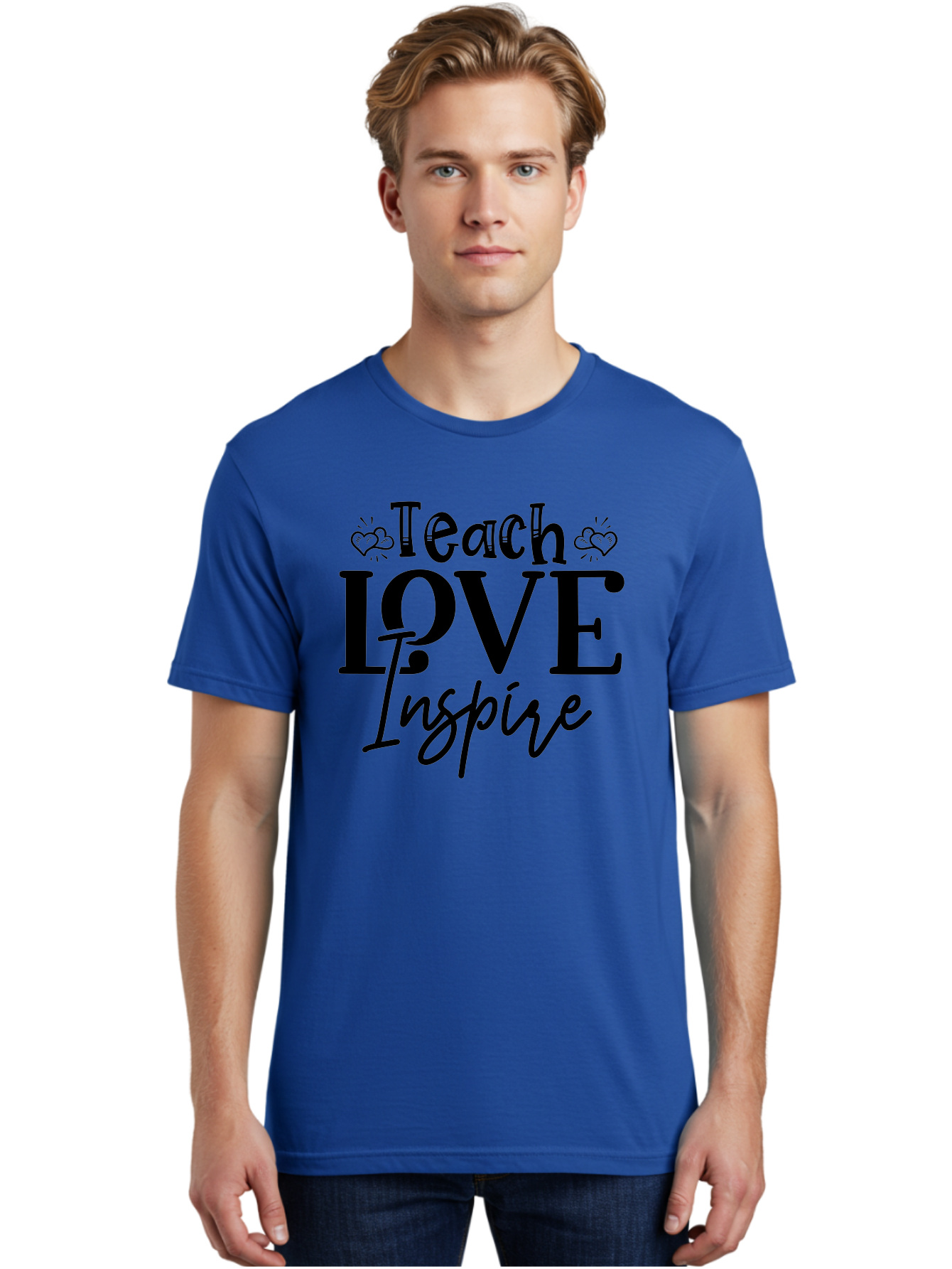 Teach Love Inspire Men'S Graphic Tee, 100% Cotton, Comfortable Casual Summer Wear, Machine Washable, Teach Love Inspire, Teaching Quotes, Inspirational Quotes, Love Quotes, Teacher Appreciation, Motivational Phrases, Heartwarming Messages, Aae683 26