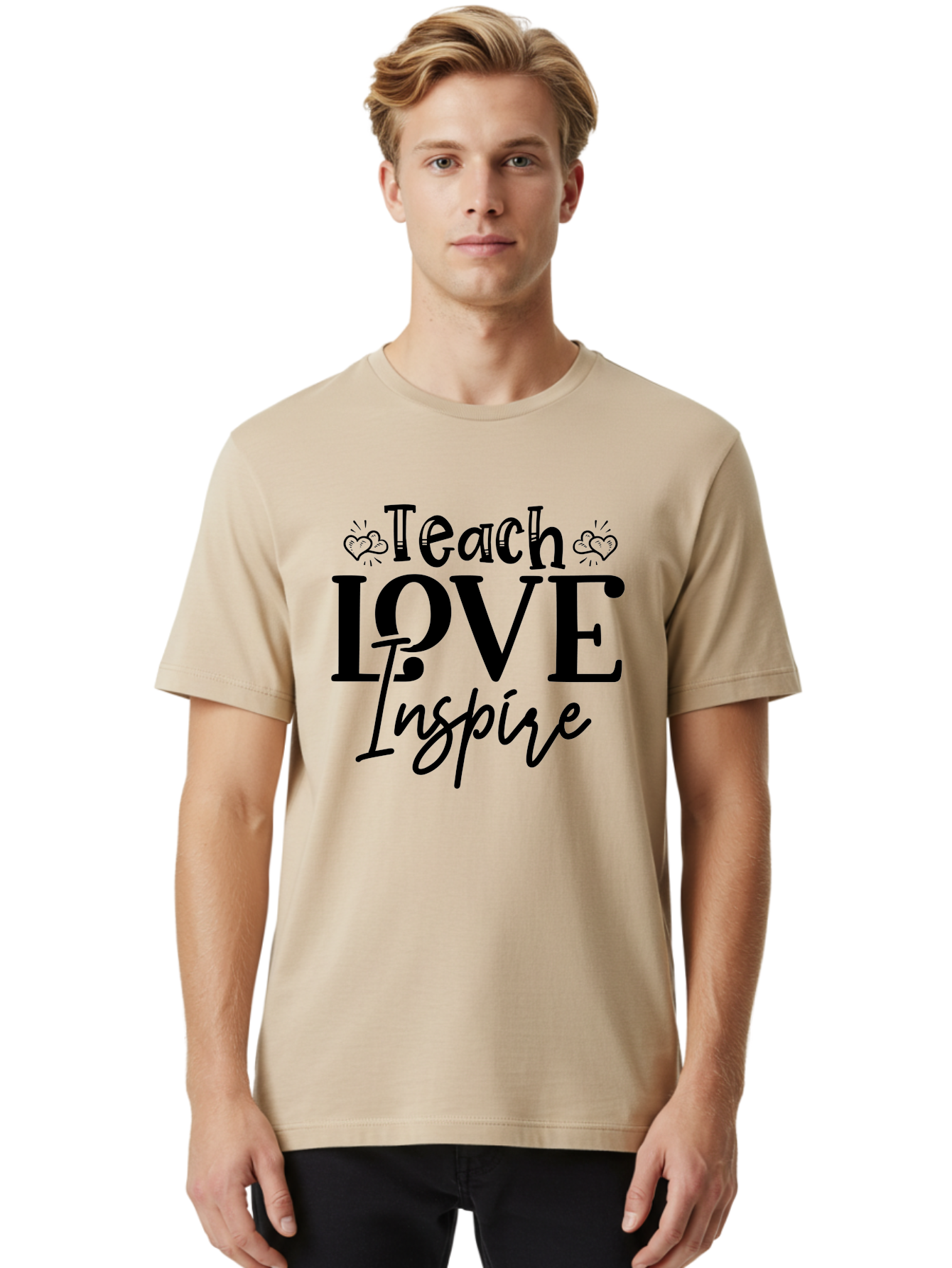 Teach Love Inspire Men'S Graphic Tee, 100% Cotton, Comfortable Casual Summer Wear, Machine Washable, Teach Love Inspire, Teaching Quotes, Inspirational Quotes, Love Quotes, Teacher Appreciation, Motivational Phrases, Heartwarming Messages, Aae683 10