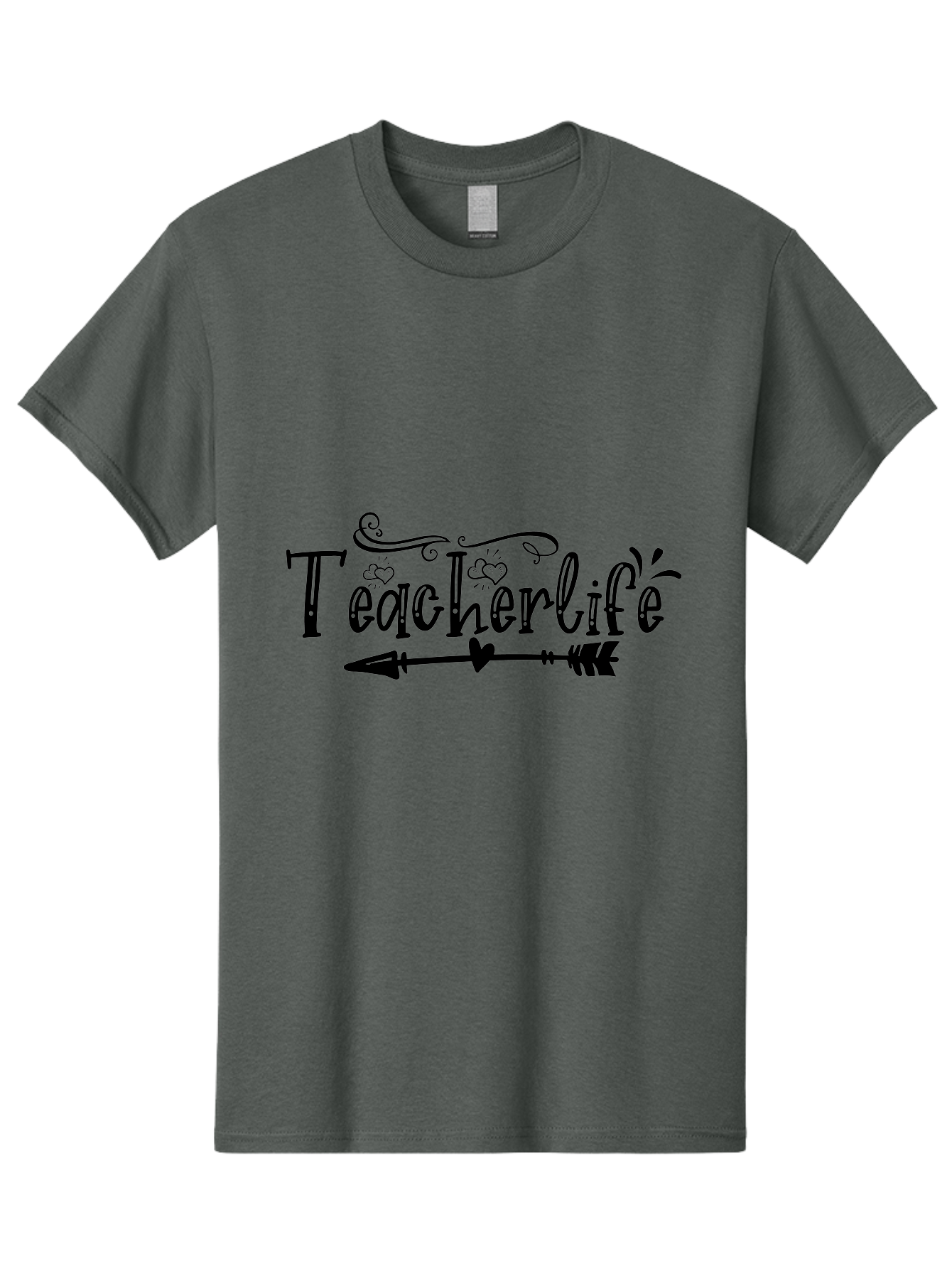 Teacherlife-01 Men'S Graphic Tee, 100% Cotton, Comfortable Casual Summer Wear, Machine Washable, Teacherlife, Teaching Profession, Education Symbol, Decorative Text, Arrow Design, Heart Element, Elegant Script Aae684 25