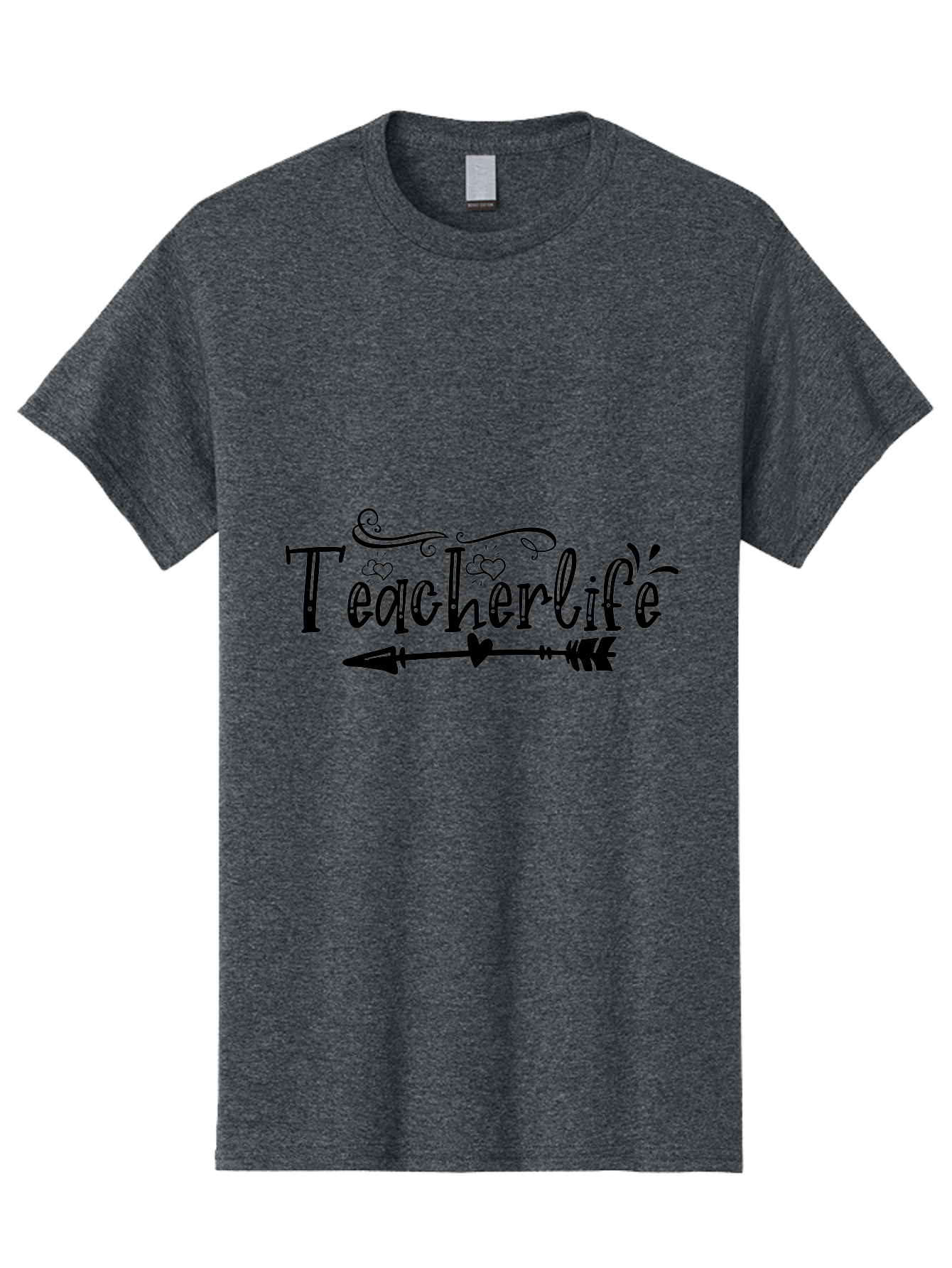 Teacherlife-01 Men'S Graphic Tee, 100% Cotton, Comfortable Casual Summer Wear, Machine Washable, Teacherlife, Teaching Profession, Education Symbol, Decorative Text, Arrow Design, Heart Element, Elegant Script Aae684 13