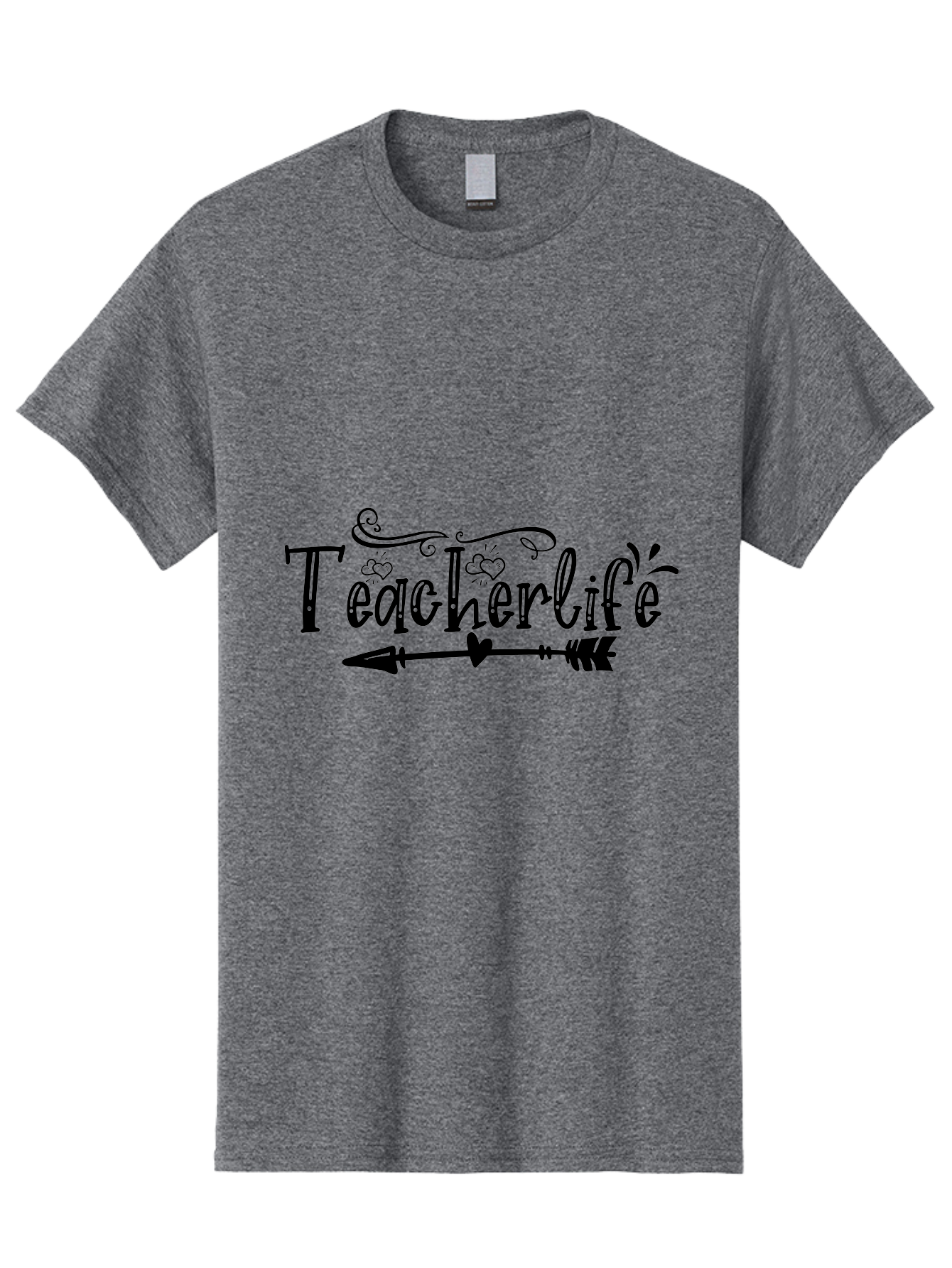 Teacherlife-01 Men'S Graphic Tee, 100% Cotton, Comfortable Casual Summer Wear, Machine Washable, Teacherlife, Teaching Profession, Education Symbol, Decorative Text, Arrow Design, Heart Element, Elegant Script Aae684 17